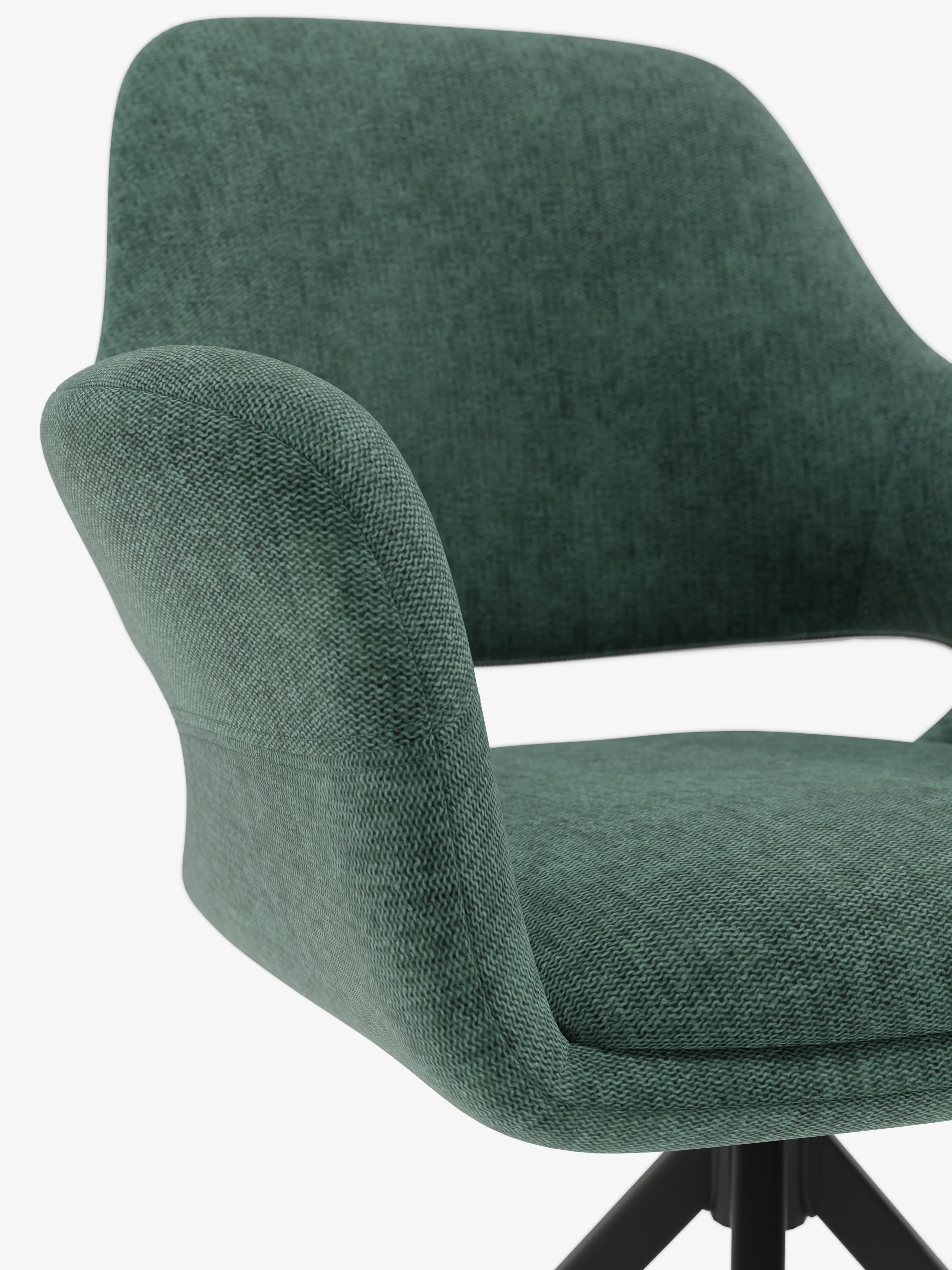 Kerry drehbarer Stuhl aus grünem Stoff mit Metallbasis – Retro-Stil und zeitgenössischer Komfort