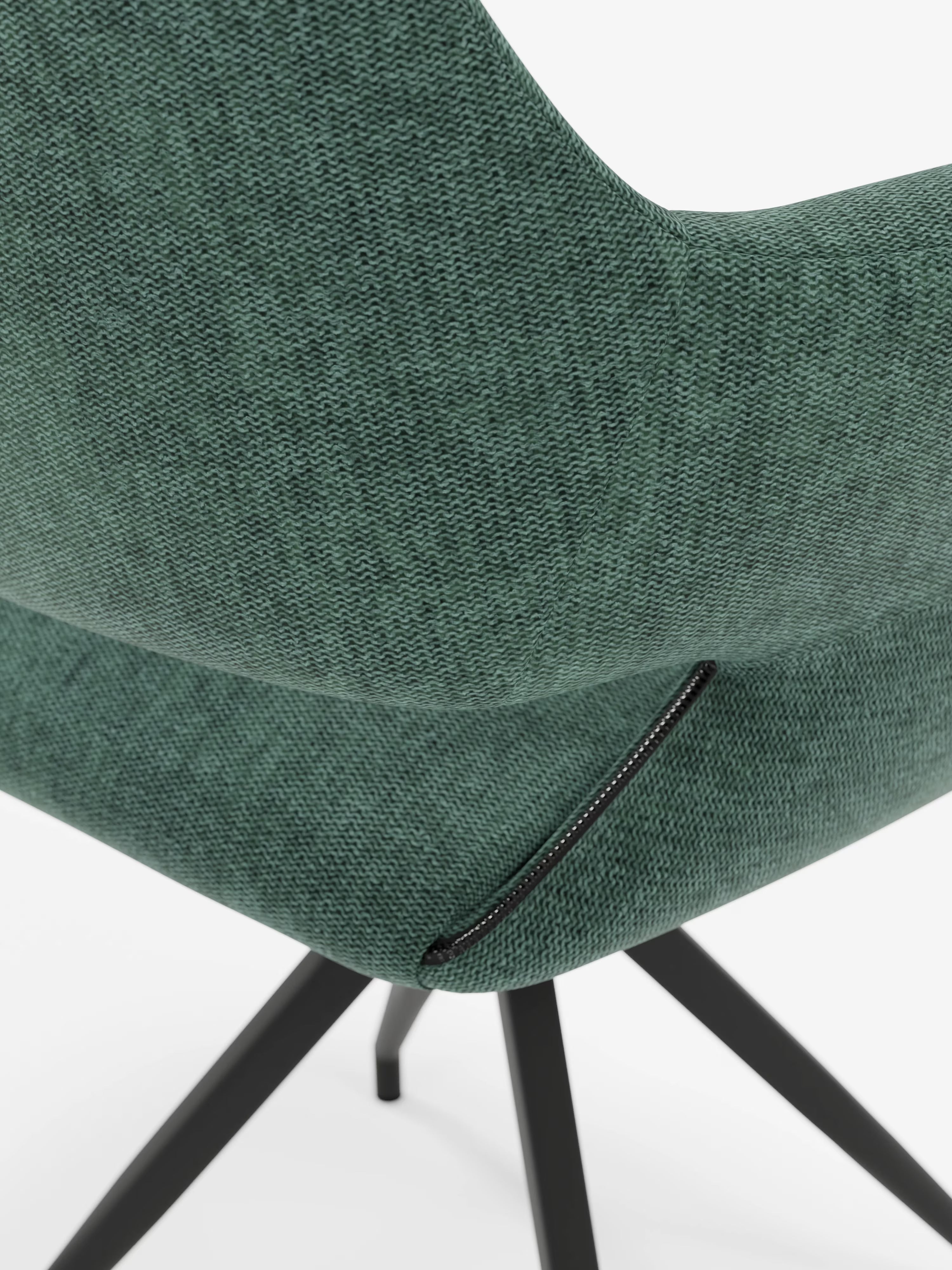 Kerry drehbarer Stuhl aus grünem Stoff mit Metallbasis – Retro-Stil und zeitgenössischer Komfort