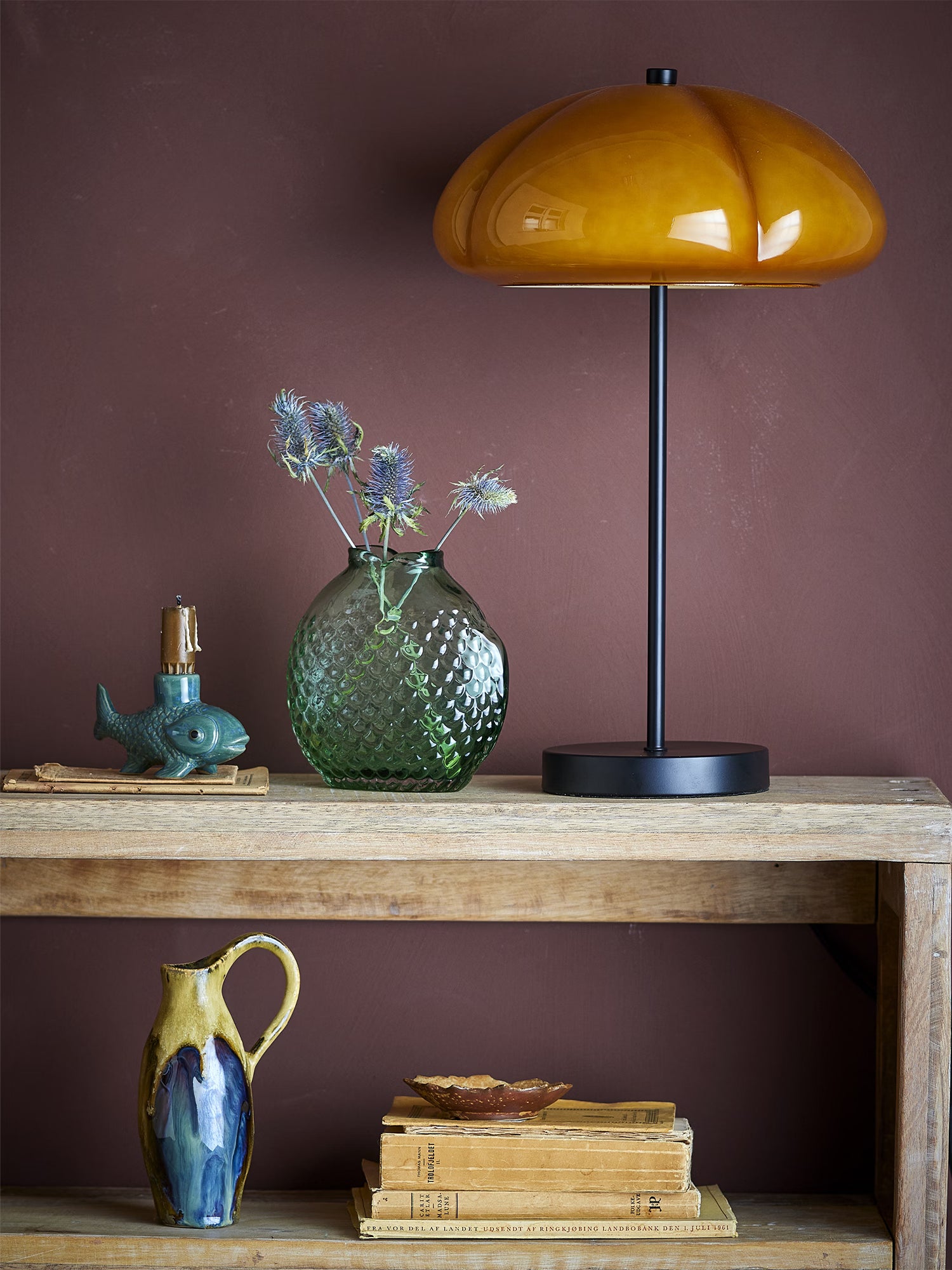 Kinoko Lampada da Tavolo in Vetro gialla – Stile Mediterraneo