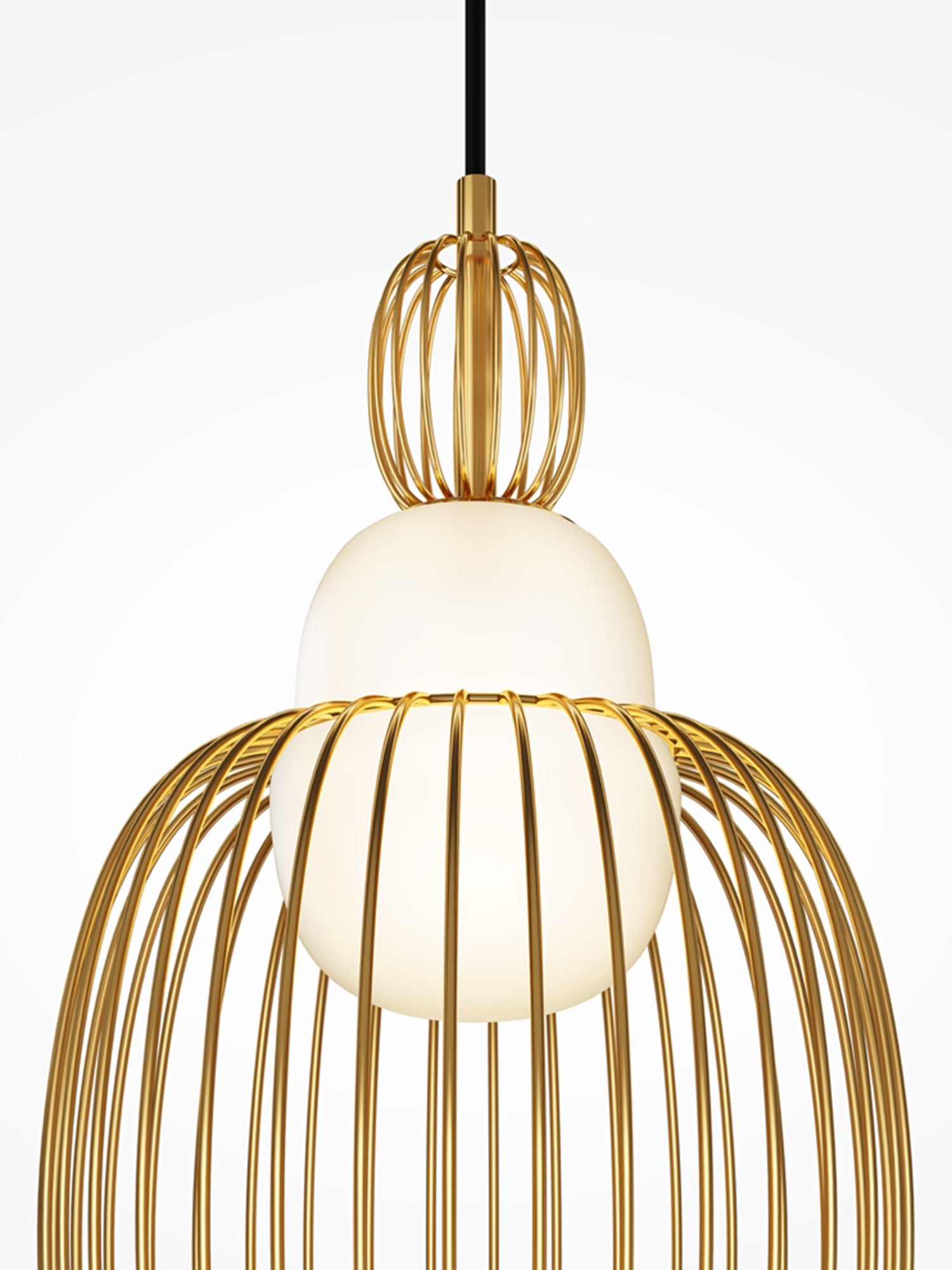 Levitation Ø26 cm Lampada a sospensione di design in ottone con paralume a fili e diffusore in vetro