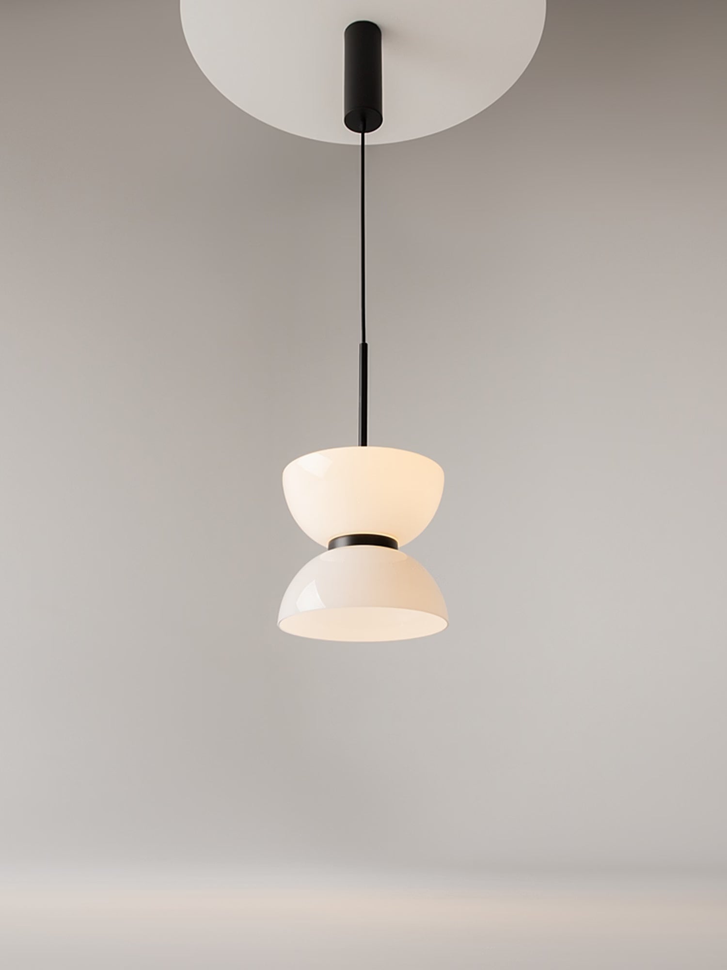 Kyoto Designer pendant lamp in glass and metal available in three finishes with integrated LED