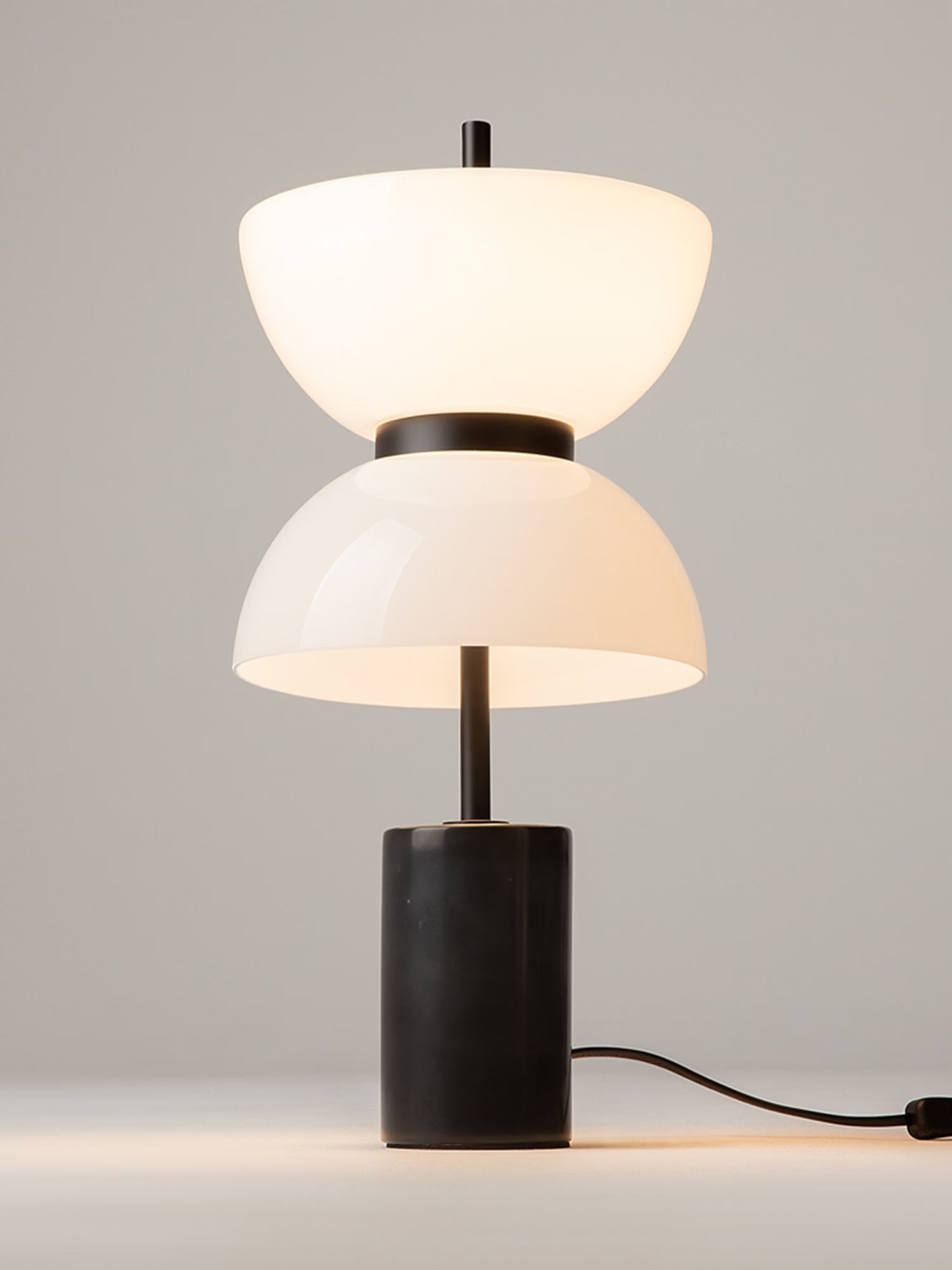 Kyoto Lampada da tavolo a led - design moderno e stile giapponese in vetro bianco e marmo naturale