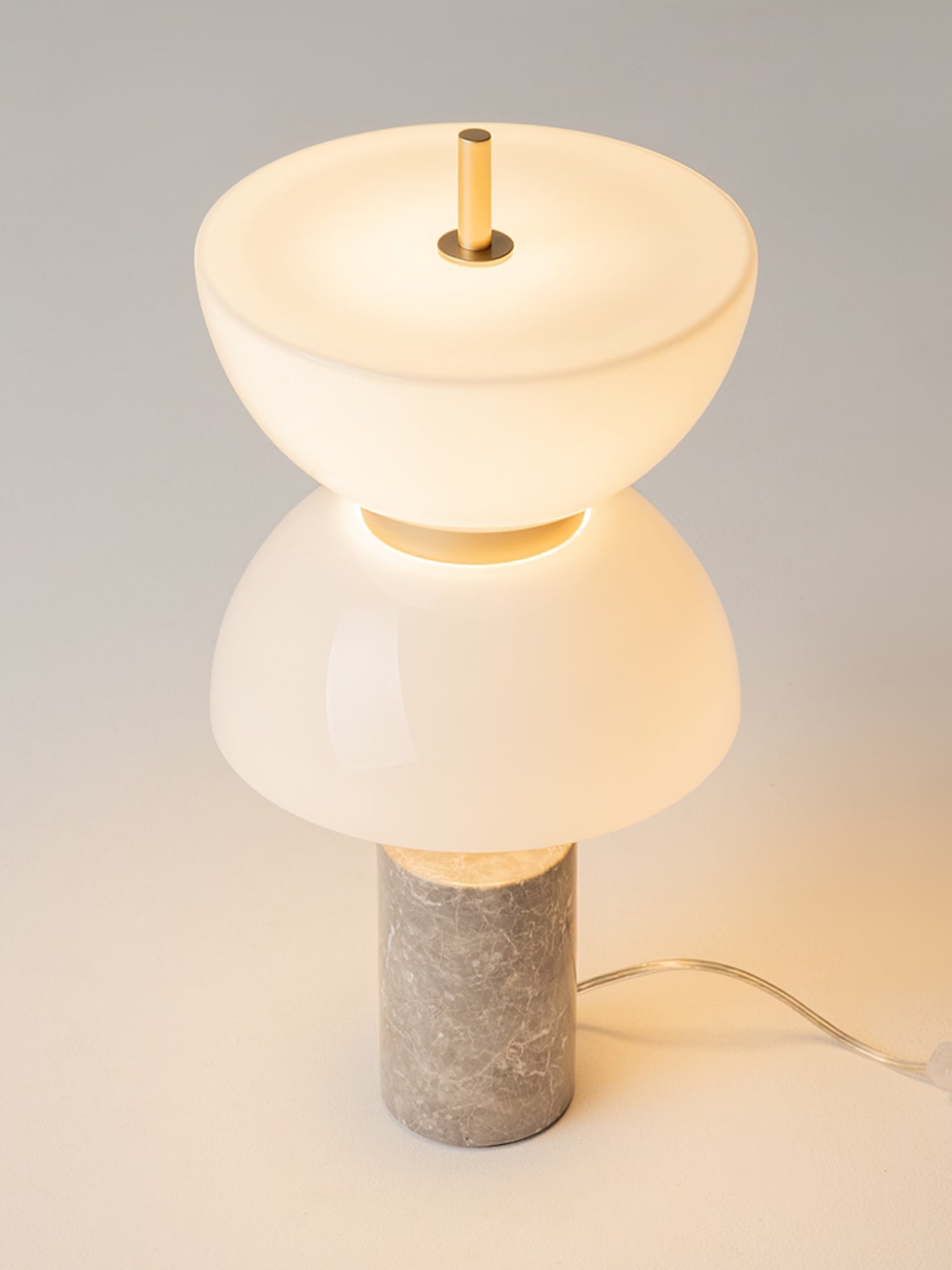 Kyoto Lampada da tavolo a led - design moderno e stile giapponese in vetro bianco e marmo naturale