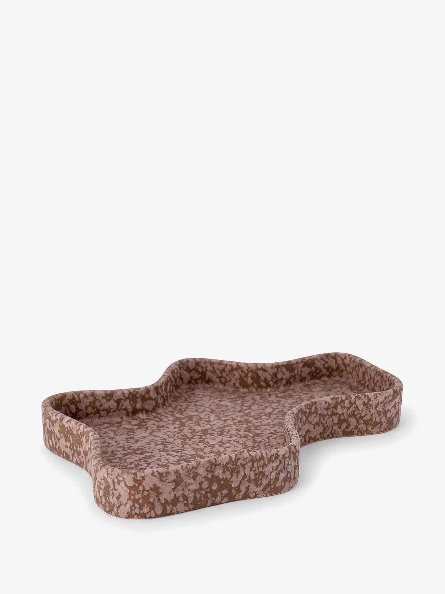 Lakey organic brown stoneware tray with reactive finish - Nordic design 29x22 cm