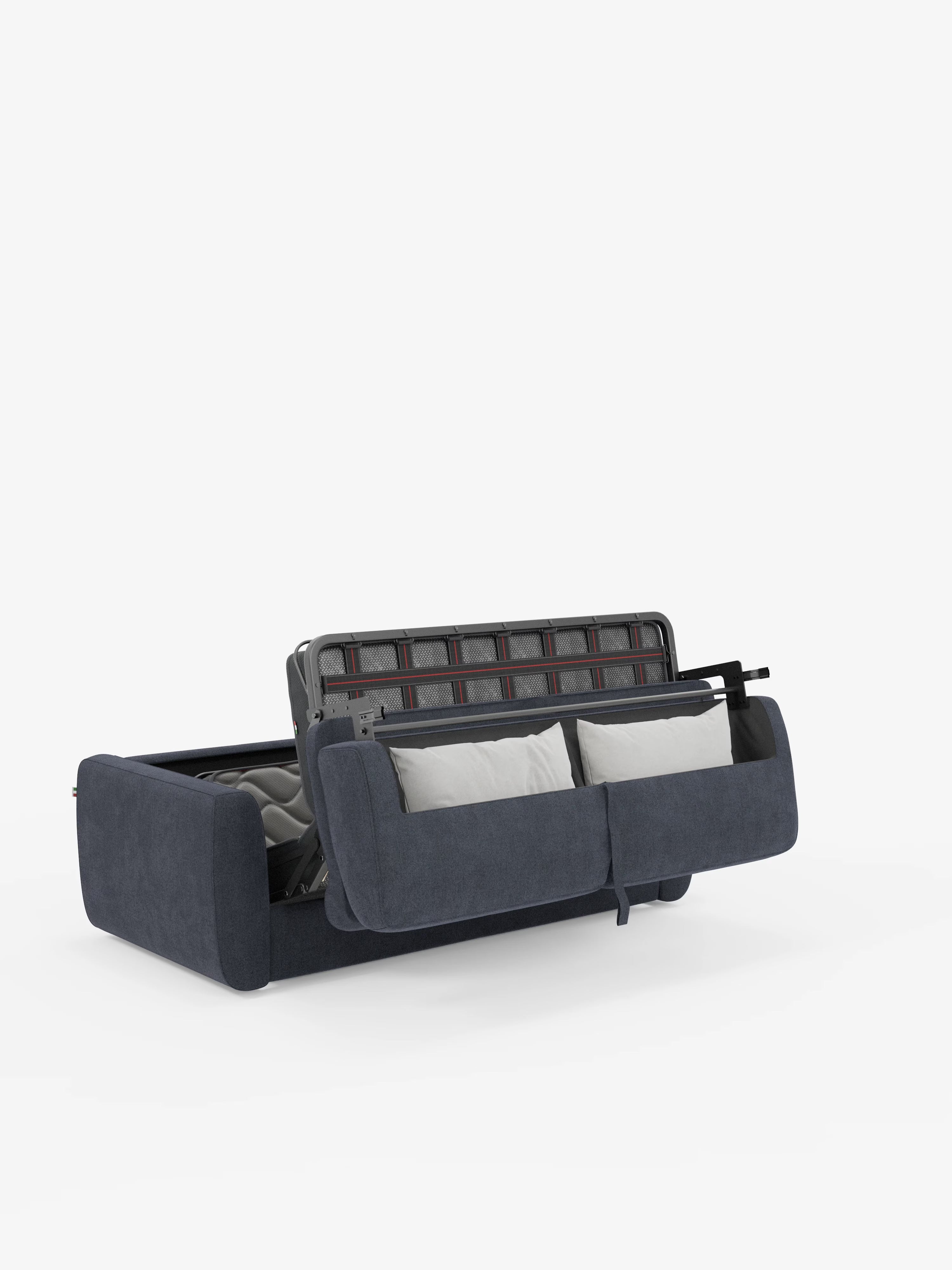 Leonida divano letto sfoderabile 3 posti - materasso alto 18 cm incluso e vano porta-cuscini in Tessuto Smacchiabile