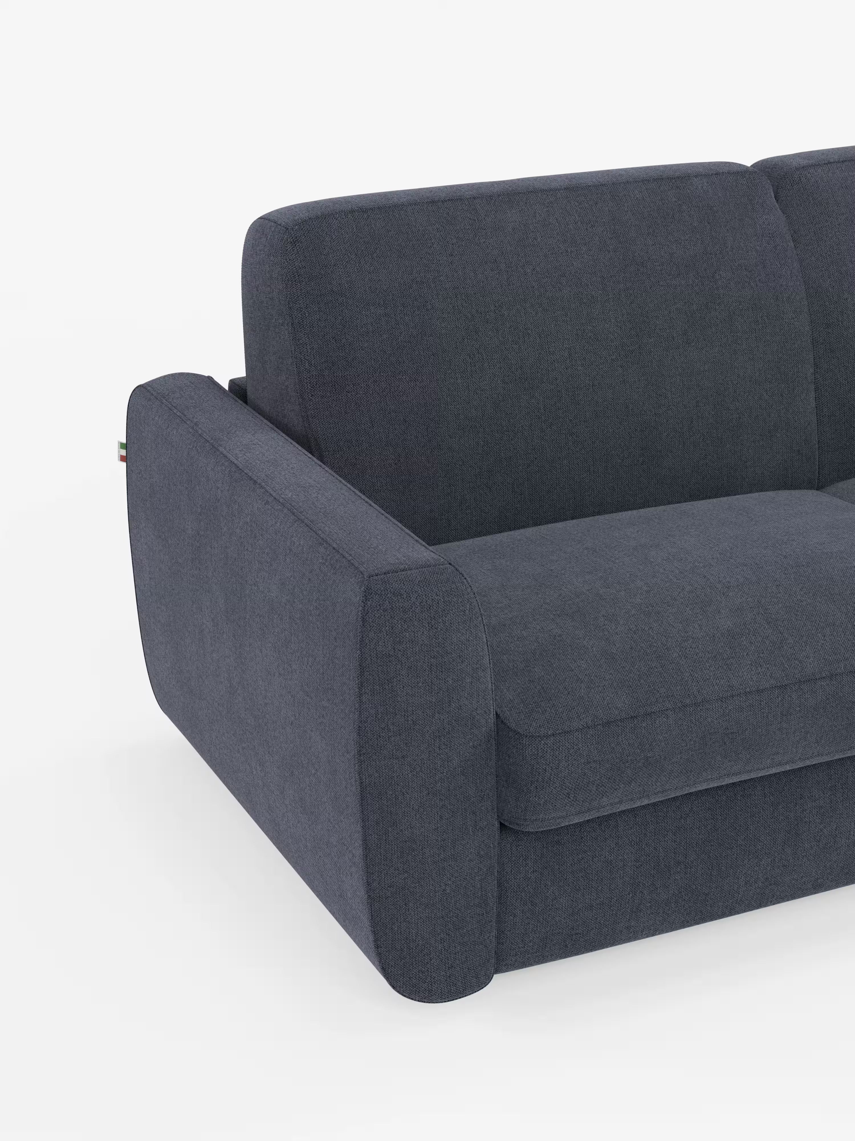 Leonida divano letto sfoderabile 3 posti - materasso alto 18 cm incluso e vano porta-cuscini in Tessuto Smacchiabile