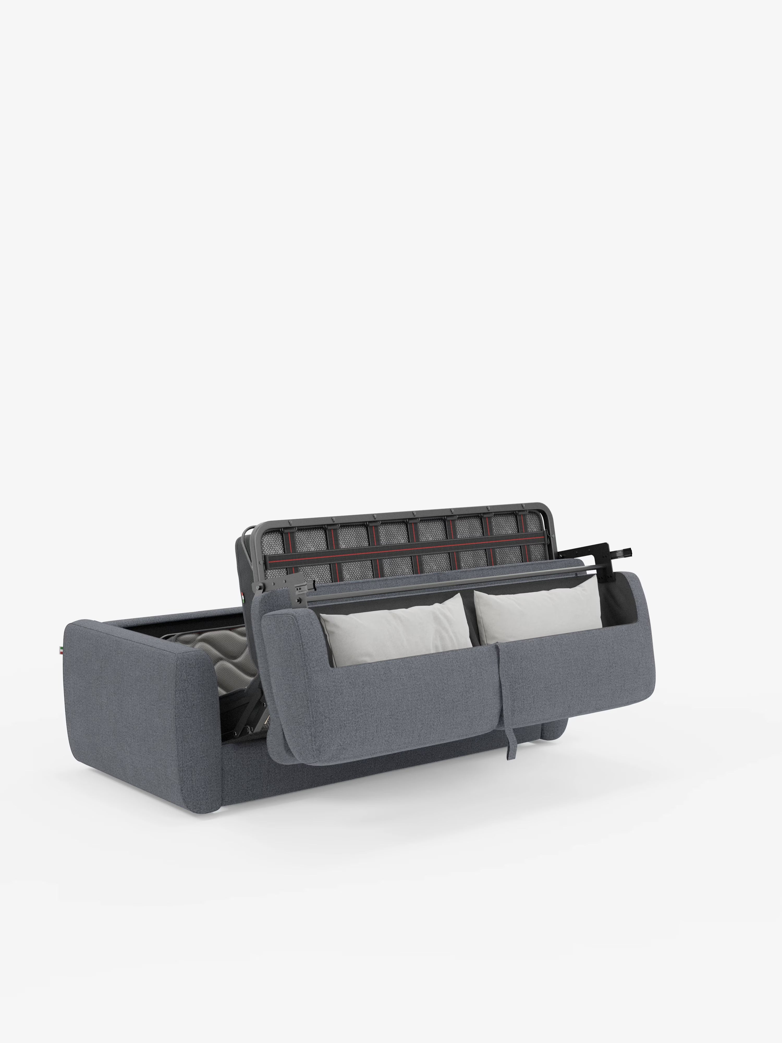 Leonida divano letto sfoderabile 3 posti - materasso alto 18 cm incluso e vano porta-cuscini in Tessuto Smacchiabile