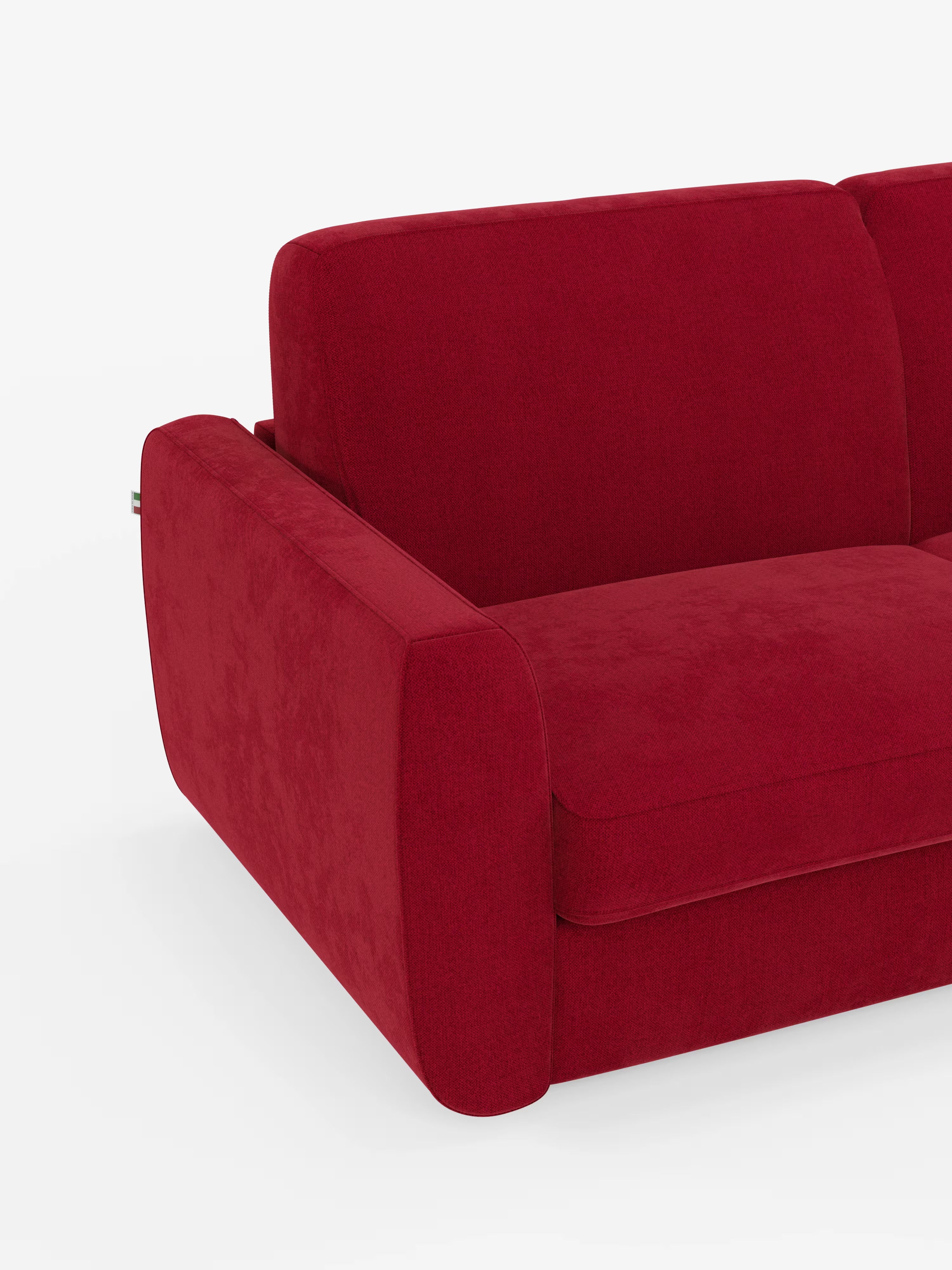 Leonida divano letto sfoderabile 3 posti - materasso alto 18 cm incluso e vano porta-cuscini in Tessuto Smacchiabile