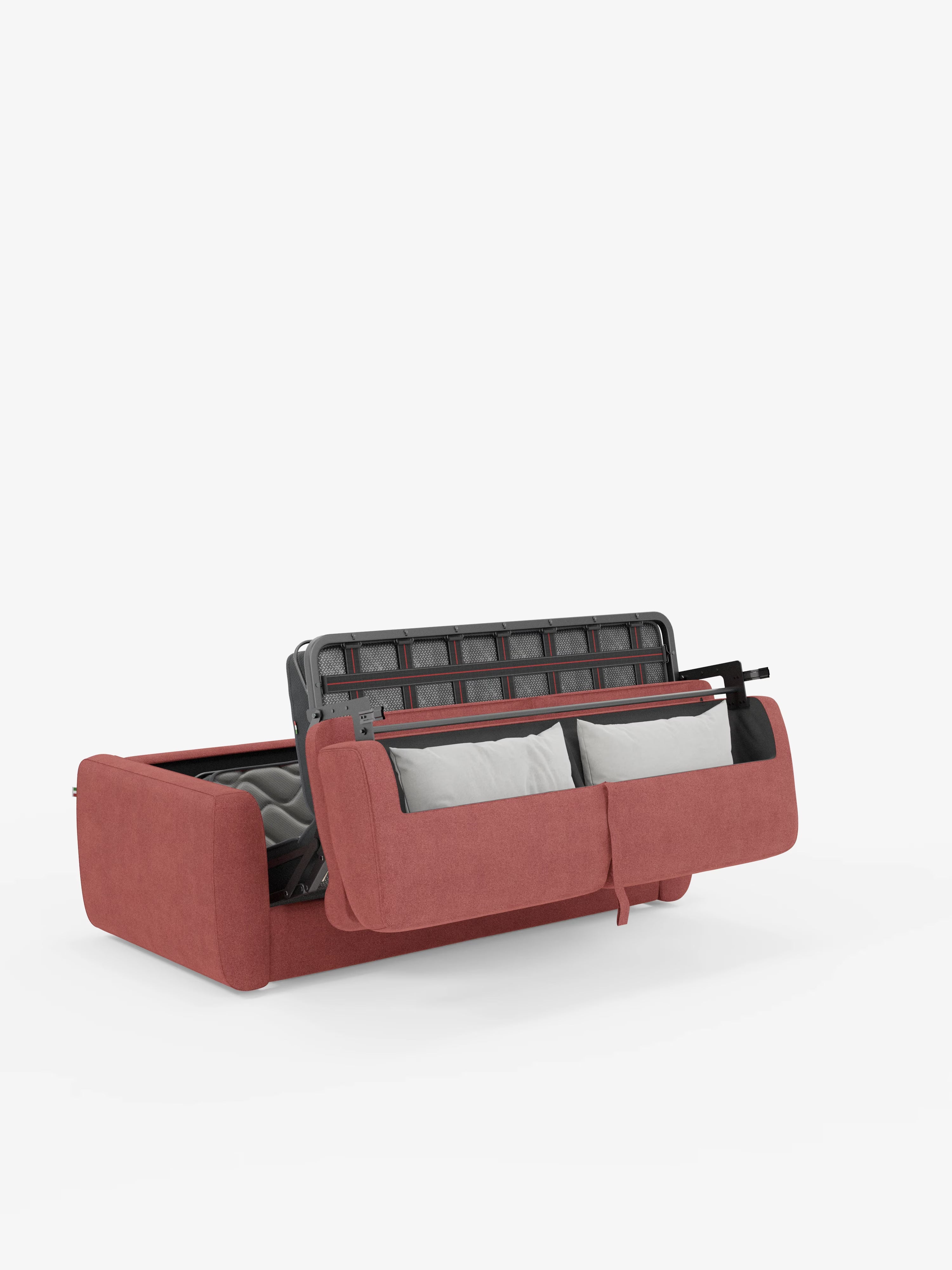 Leonida divano letto sfoderabile 3 posti - materasso alto 18 cm incluso e vano porta-cuscini in Tessuto Smacchiabile