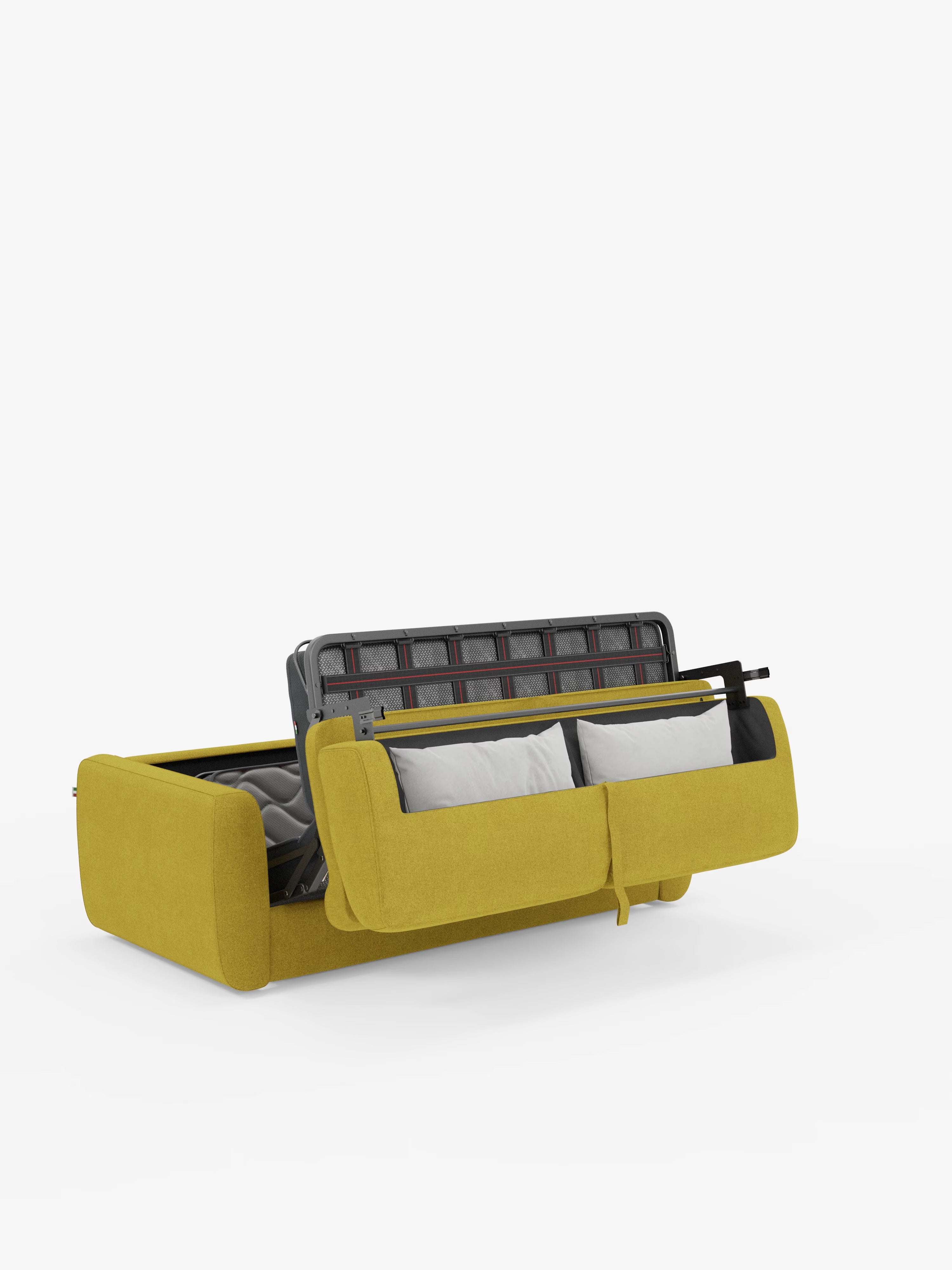 Leonida divano letto sfoderabile 3 posti - materasso alto 18 cm incluso e vano porta-cuscini in Tessuto Smacchiabile