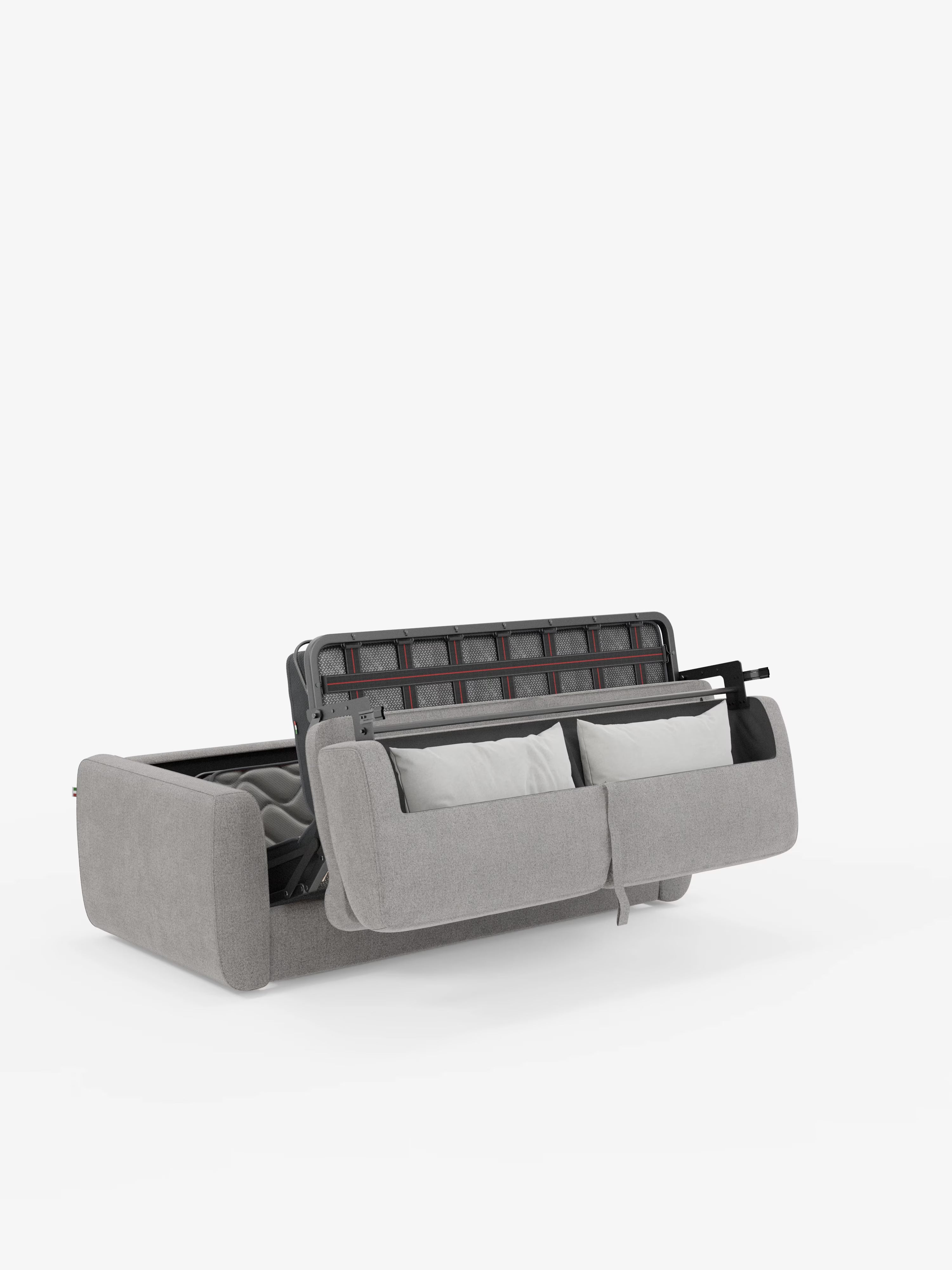 Leonida divano letto sfoderabile 3 posti - materasso alto 18 cm incluso e vano porta-cuscini in Tessuto Smacchiabile