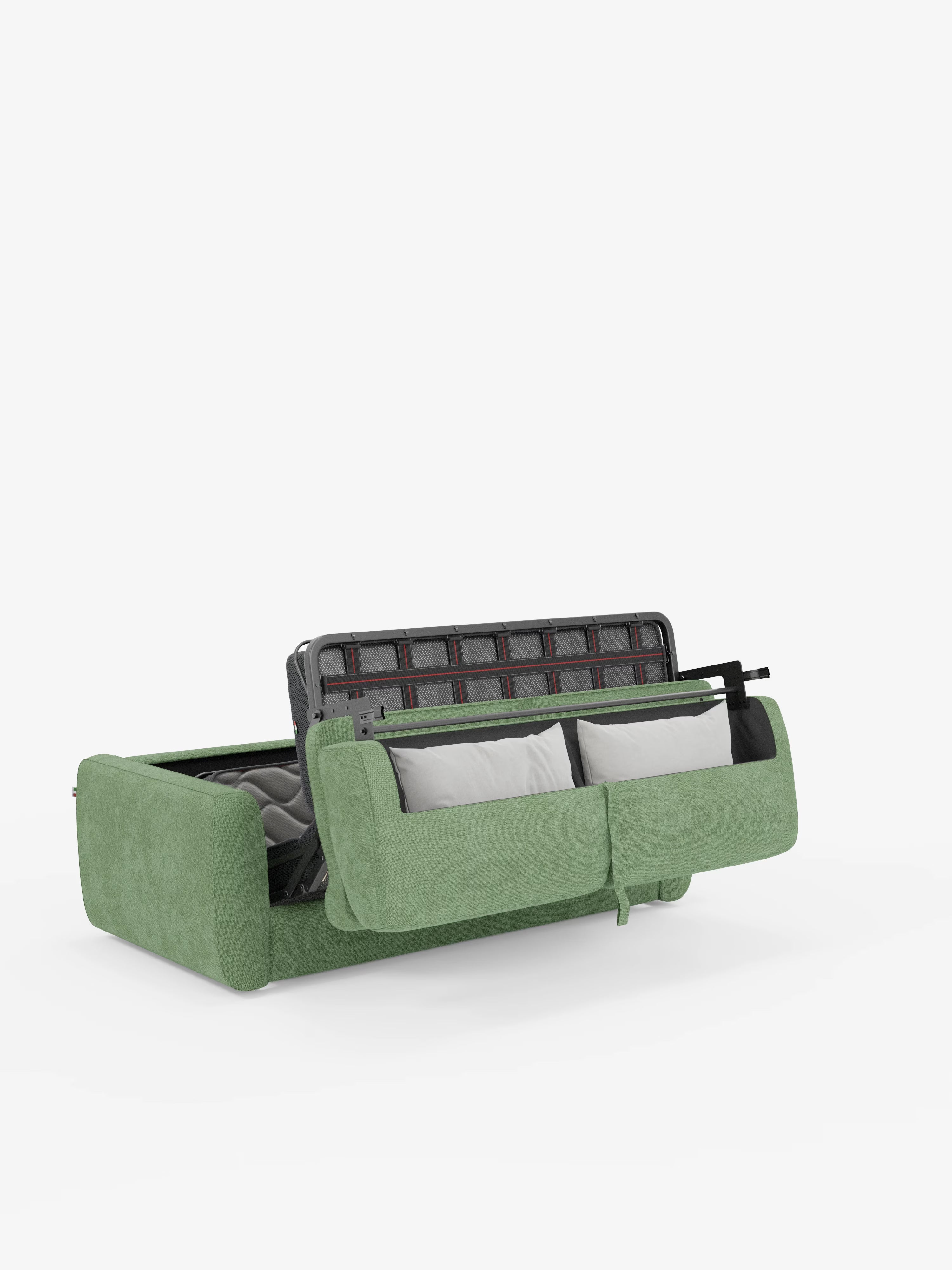Leonida divano letto sfoderabile 3 posti - materasso alto 18 cm incluso e vano porta-cuscini in Tessuto Smacchiabile