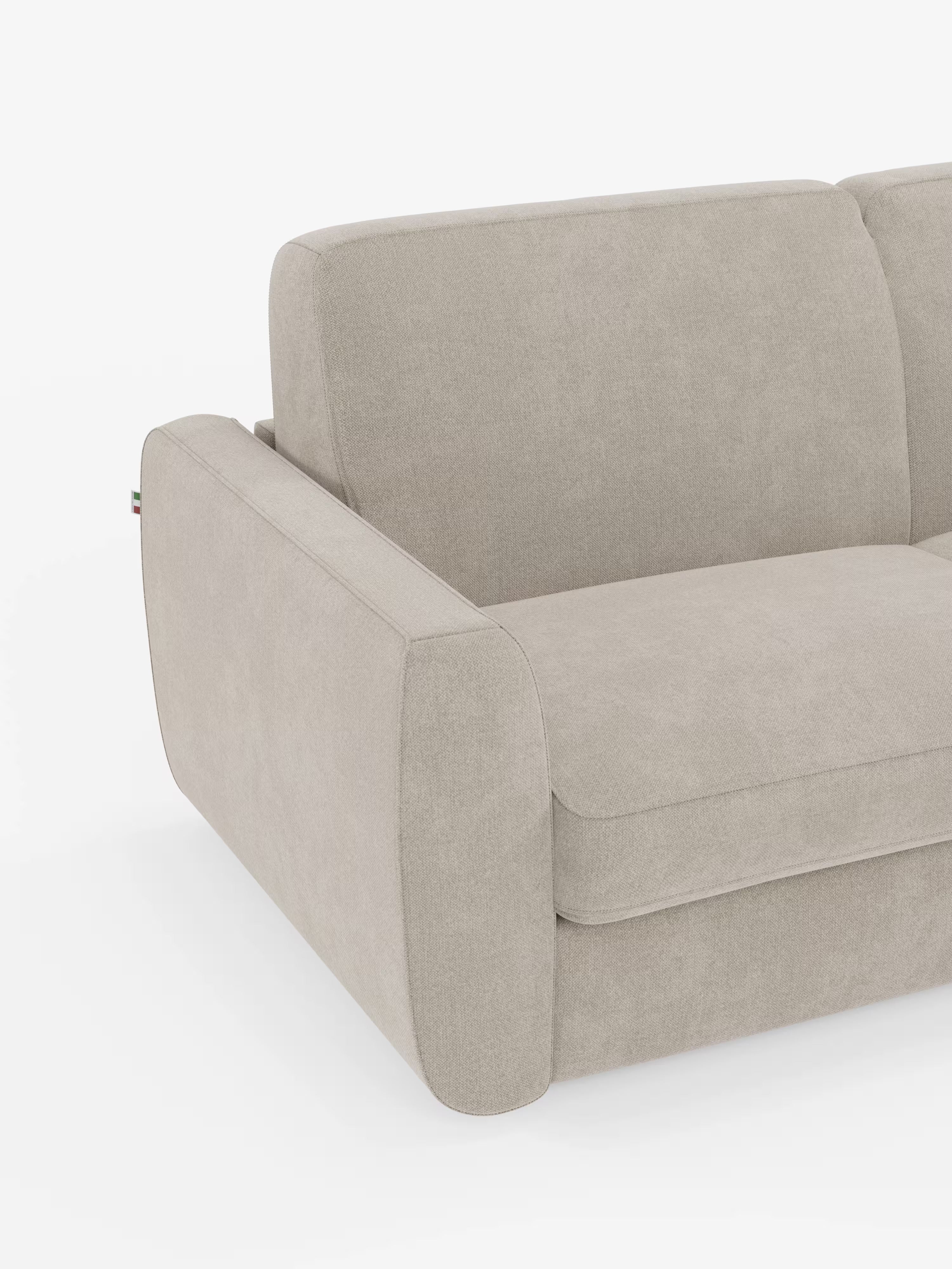 Leonida divano letto sfoderabile 3 posti - materasso alto 18 cm incluso e vano porta-cuscini in Tessuto Smacchiabile