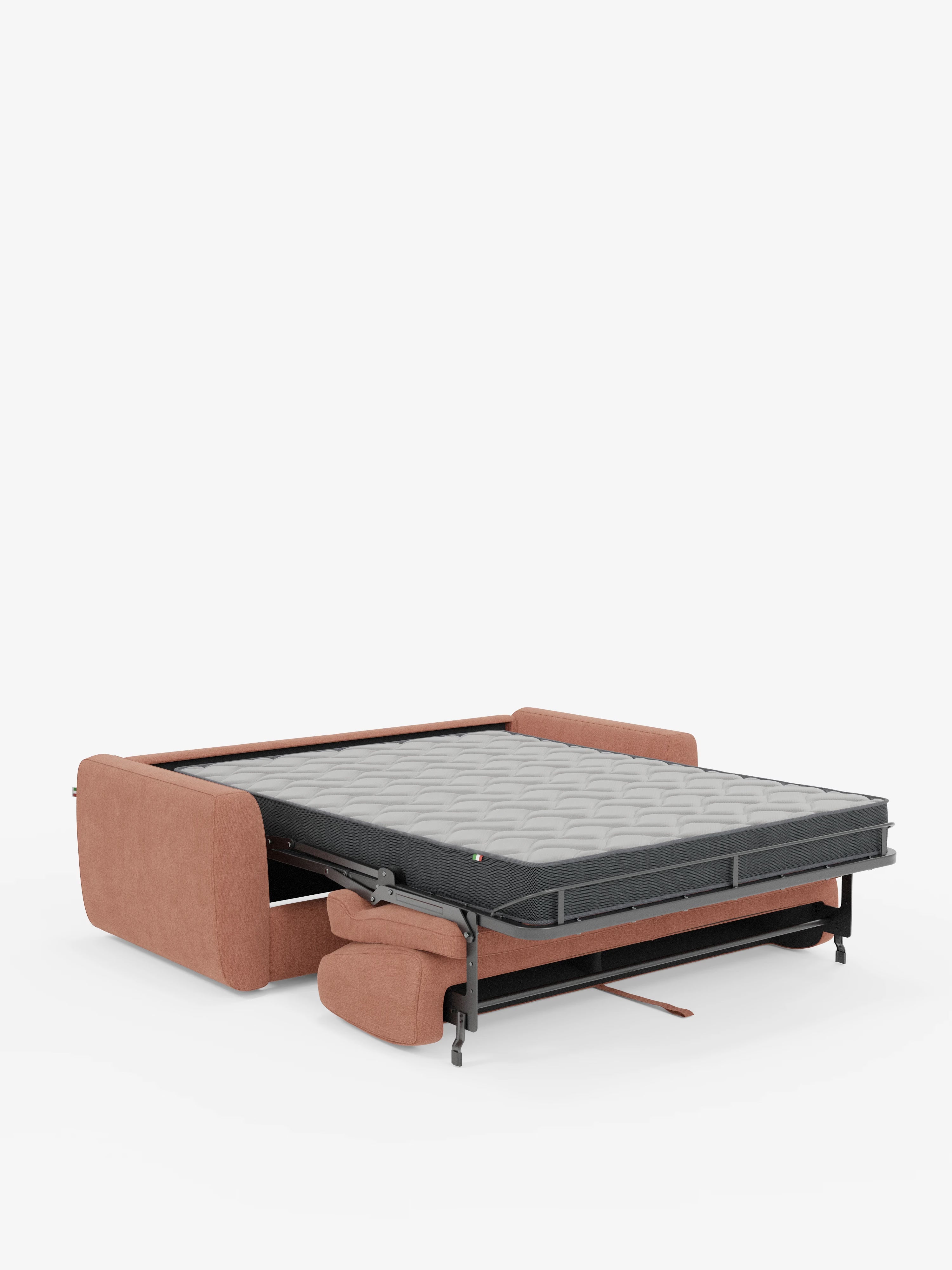 Leonida divano letto sfoderabile 3 posti - materasso alto 18 cm incluso e vano porta-cuscini in Tessuto Smacchiabile