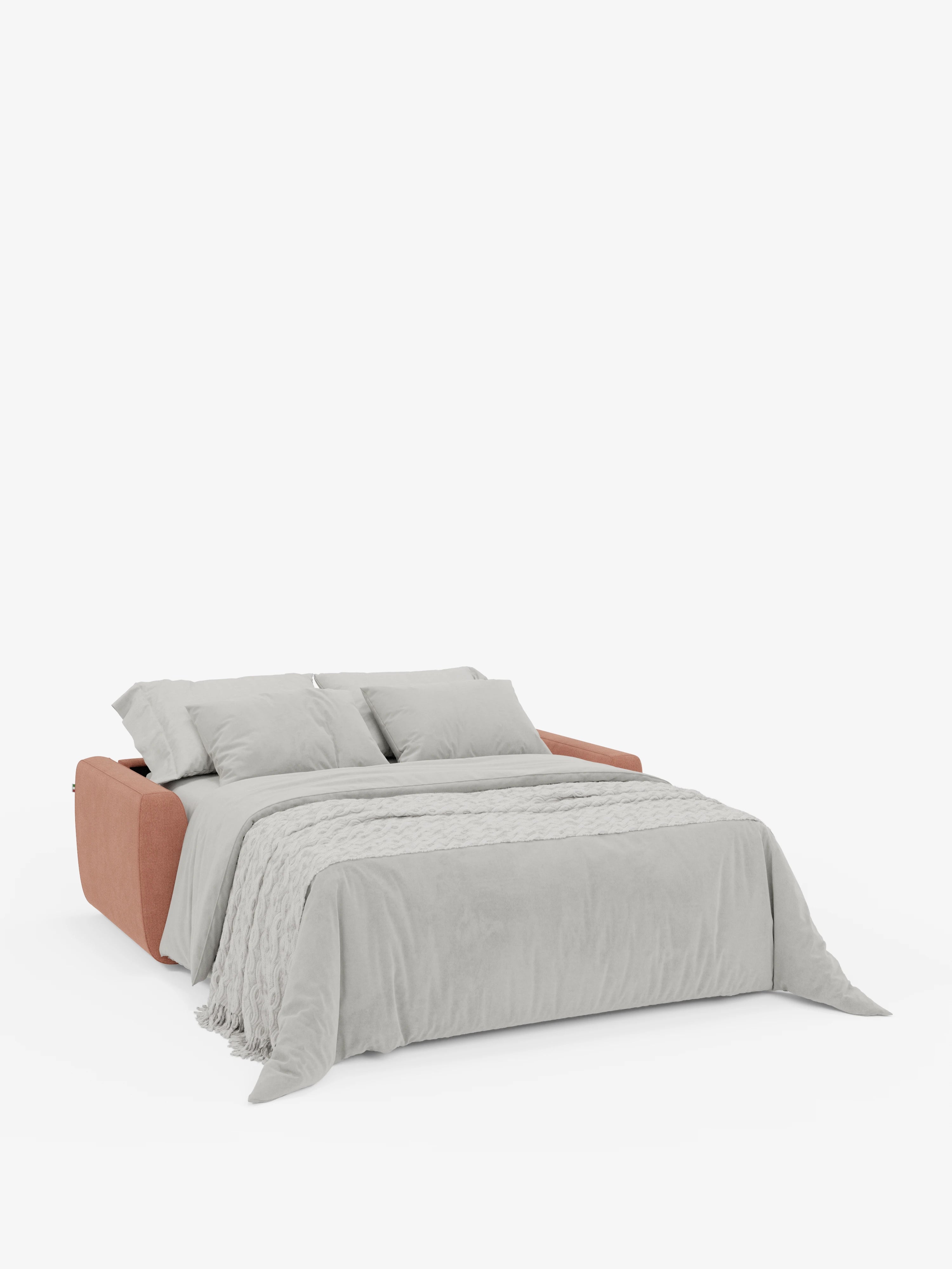 Leonida divano letto sfoderabile 3 posti - materasso alto 18 cm incluso e vano porta-cuscini in Tessuto Smacchiabile