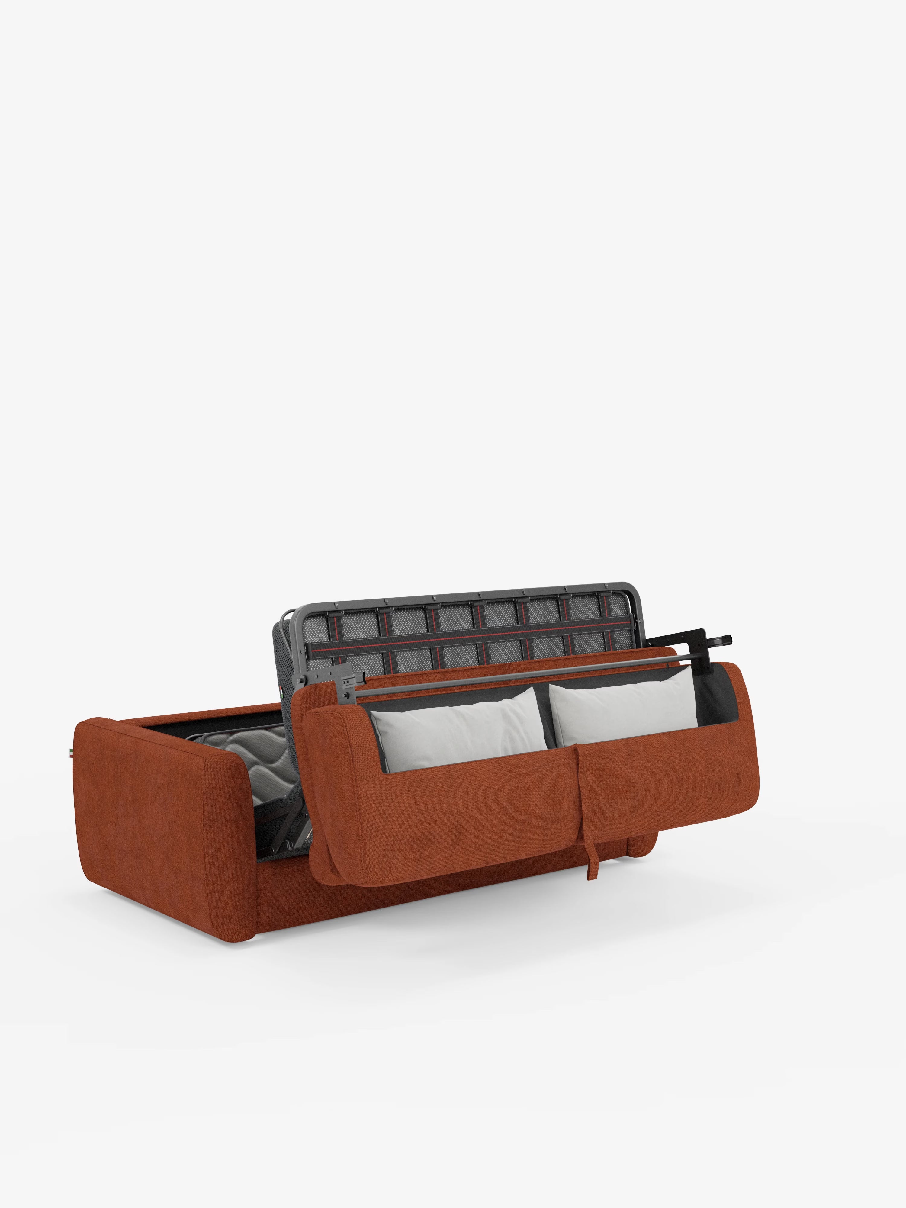 Leonida divano letto sfoderabile 3 posti - materasso alto 18 cm incluso e vano porta-cuscini in Tessuto Smacchiabile