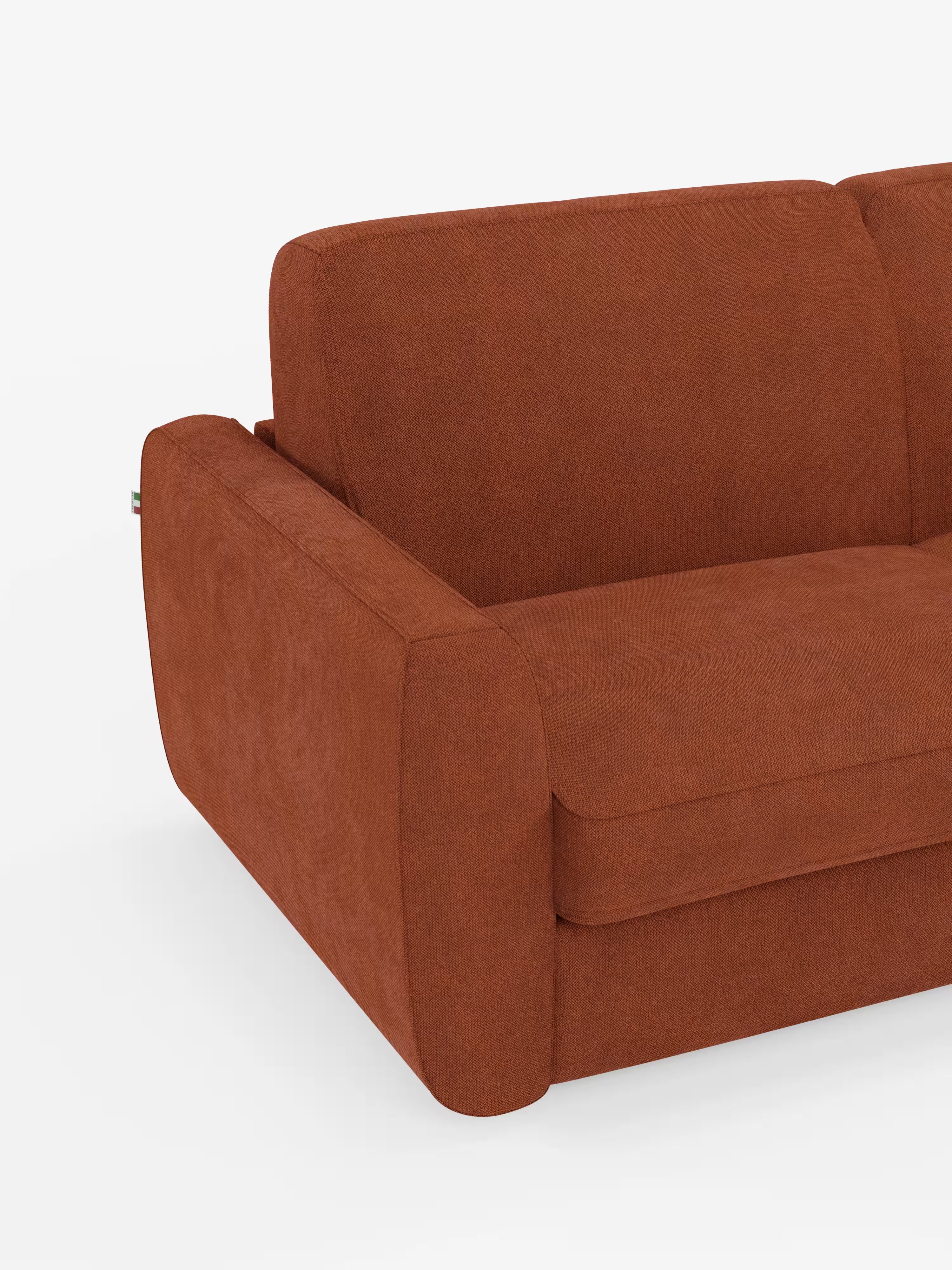 Leonida divano letto sfoderabile 3 posti - materasso alto 18 cm incluso e vano porta-cuscini in Tessuto Smacchiabile