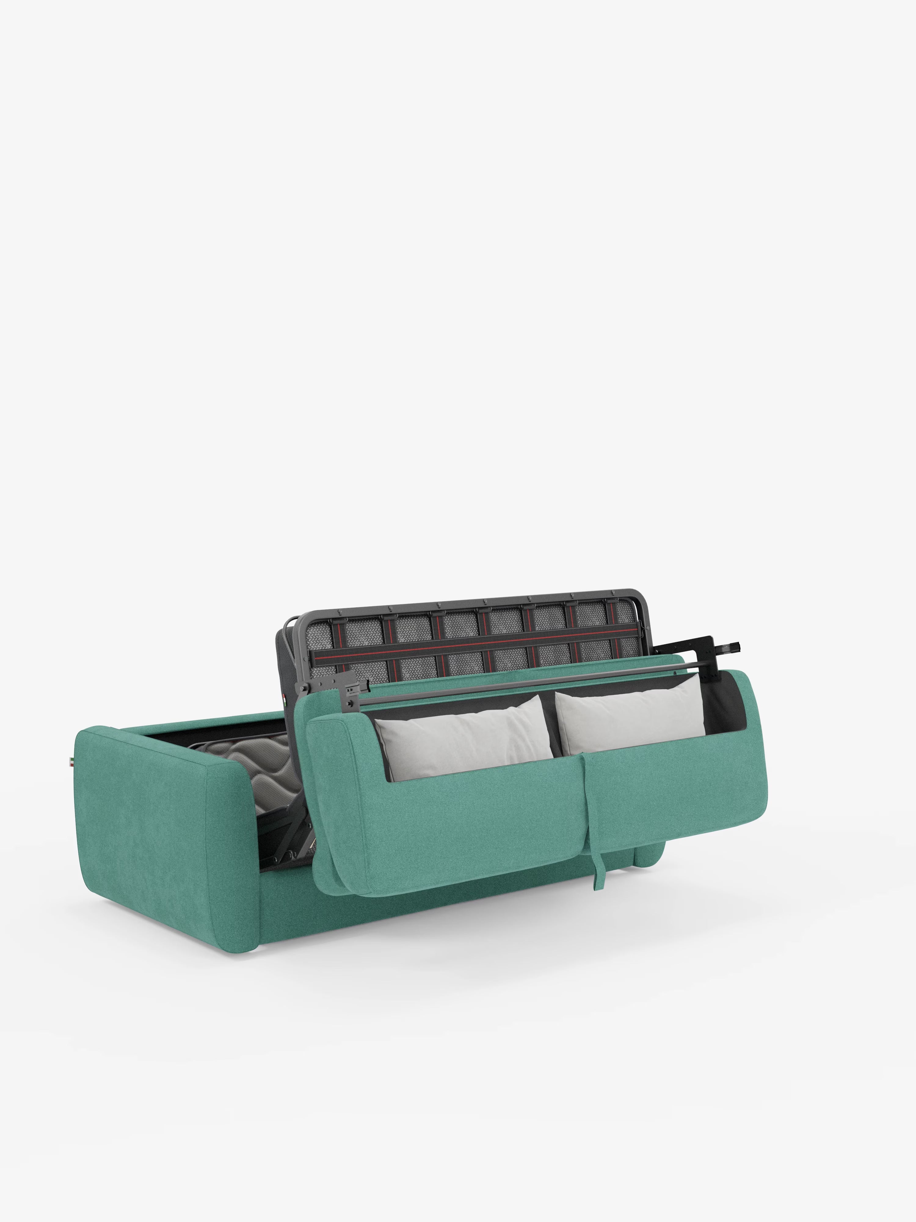 Leonida divano letto sfoderabile 3 posti - materasso alto 18 cm incluso e vano porta-cuscini in Tessuto Smacchiabile