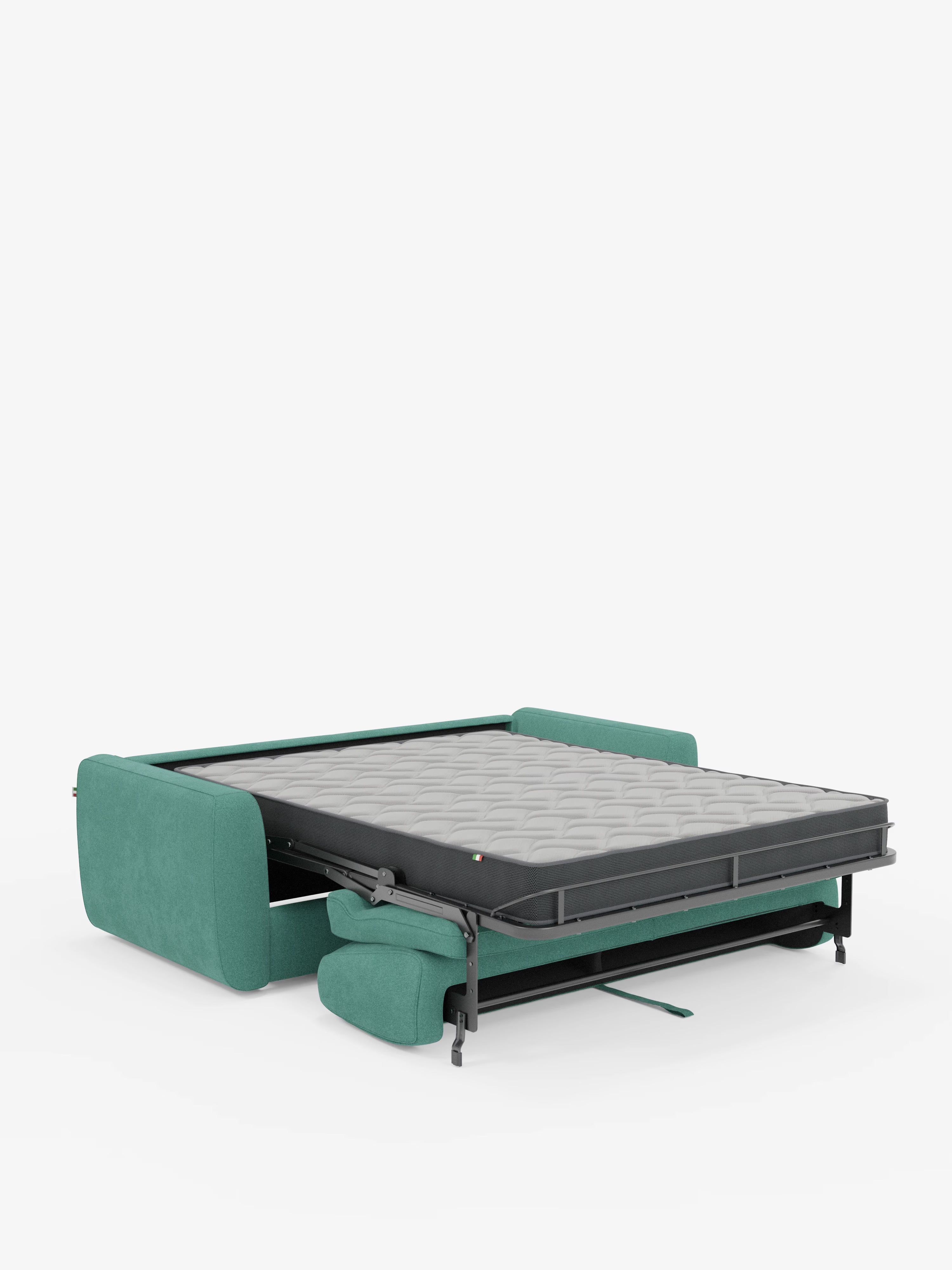 Leonida divano letto sfoderabile 3 posti - materasso alto 18 cm incluso e vano porta-cuscini in Tessuto Smacchiabile