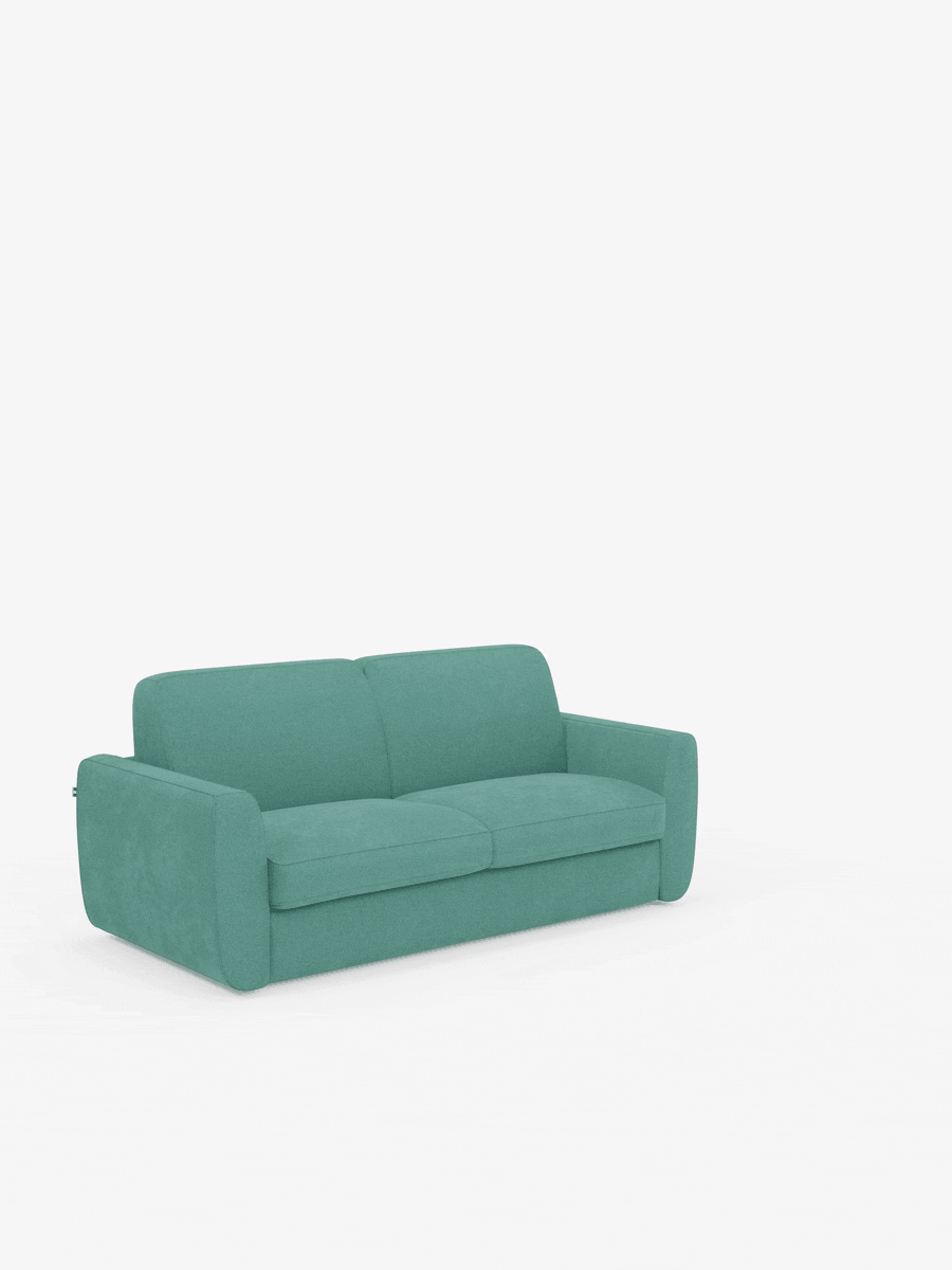 Leonida divano letto sfoderabile 3 posti - materasso alto 18 cm incluso e vano porta-cuscini in Tessuto Smacchiabile