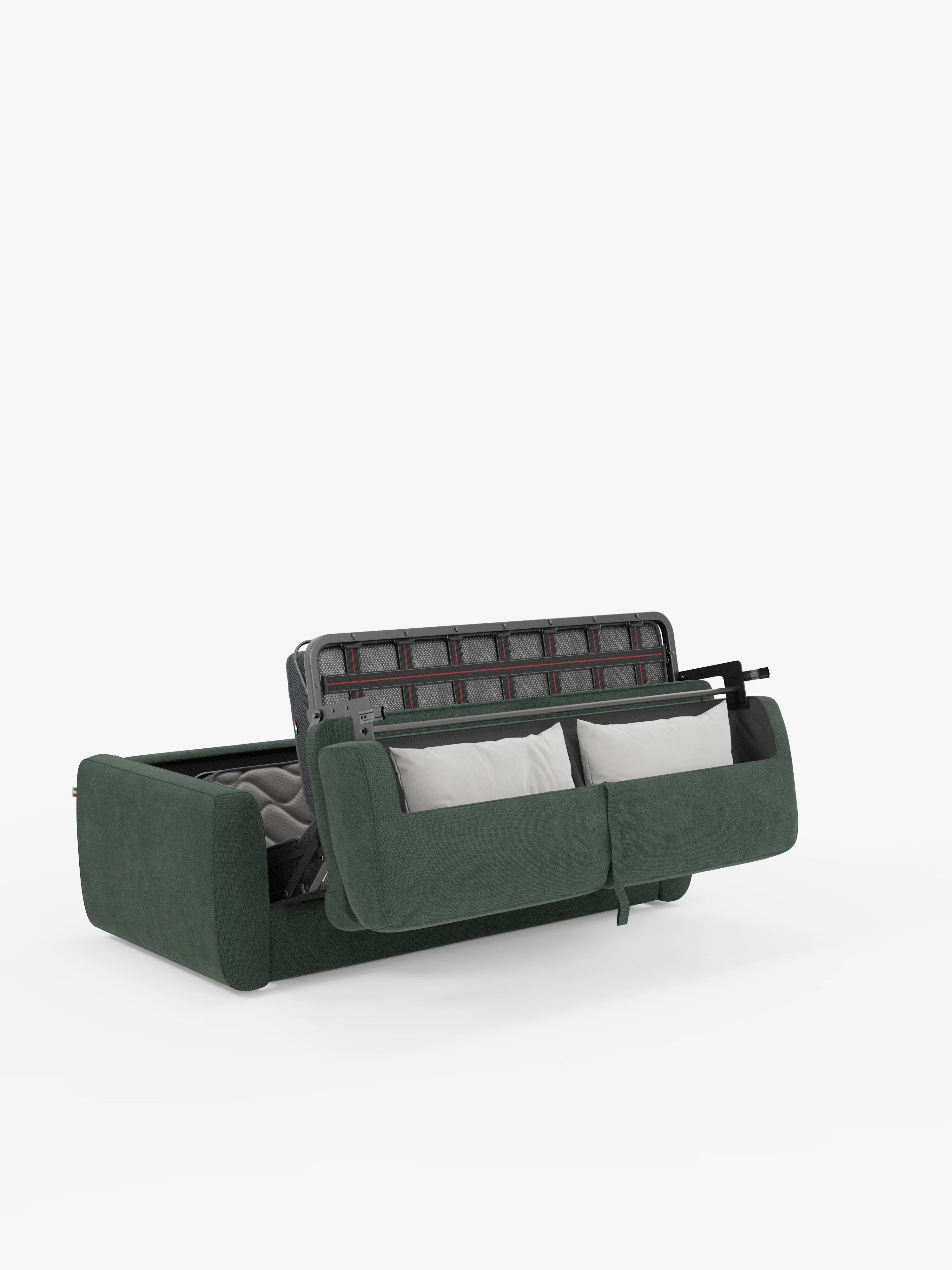 Leonida divano letto sfoderabile 3 posti - materasso alto 18 cm incluso e vano porta-cuscini in Tessuto Smacchiabile
