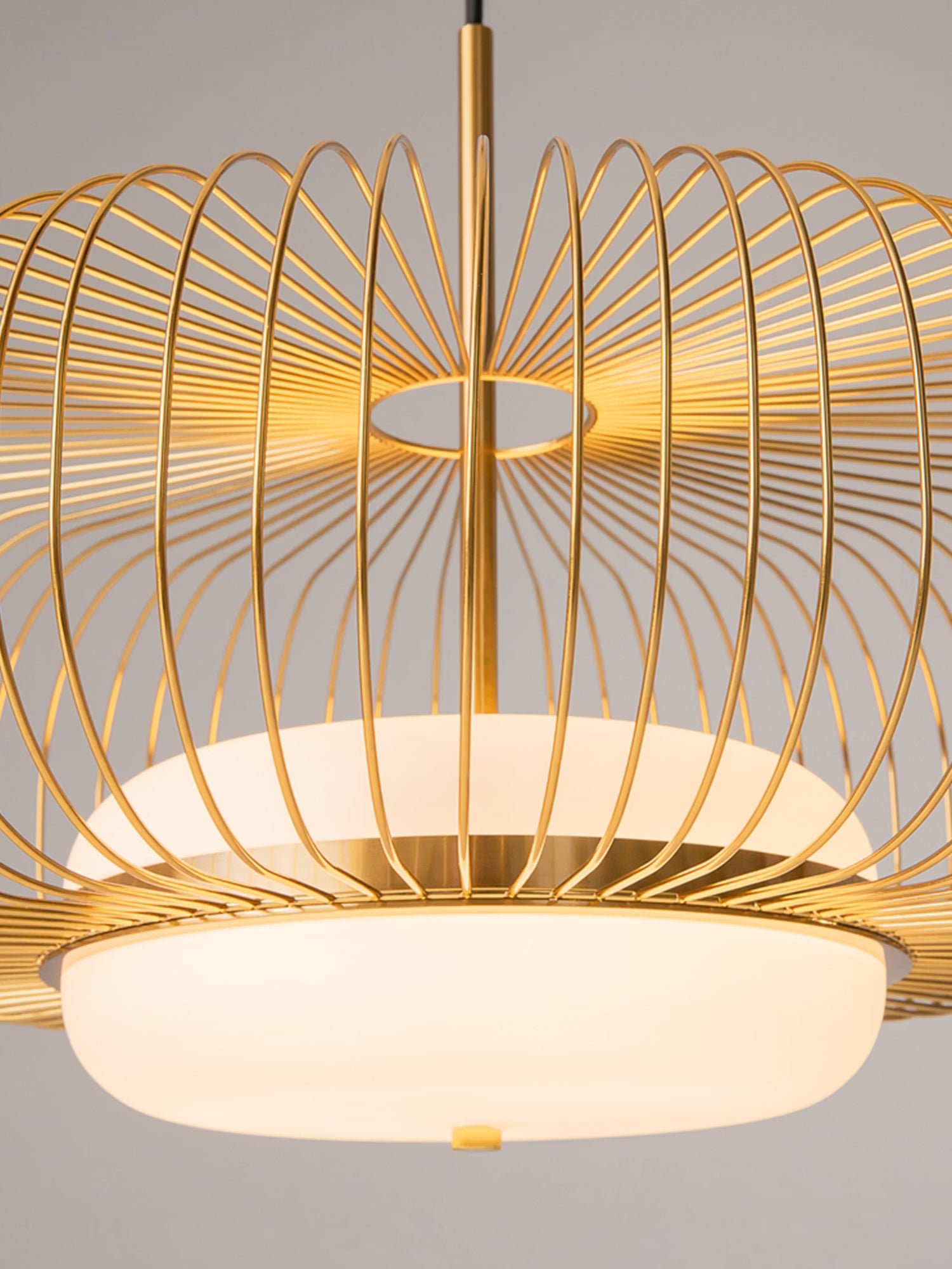 Levitation Brass finish metal pendant lamp with glass diffuser Ø50 cm