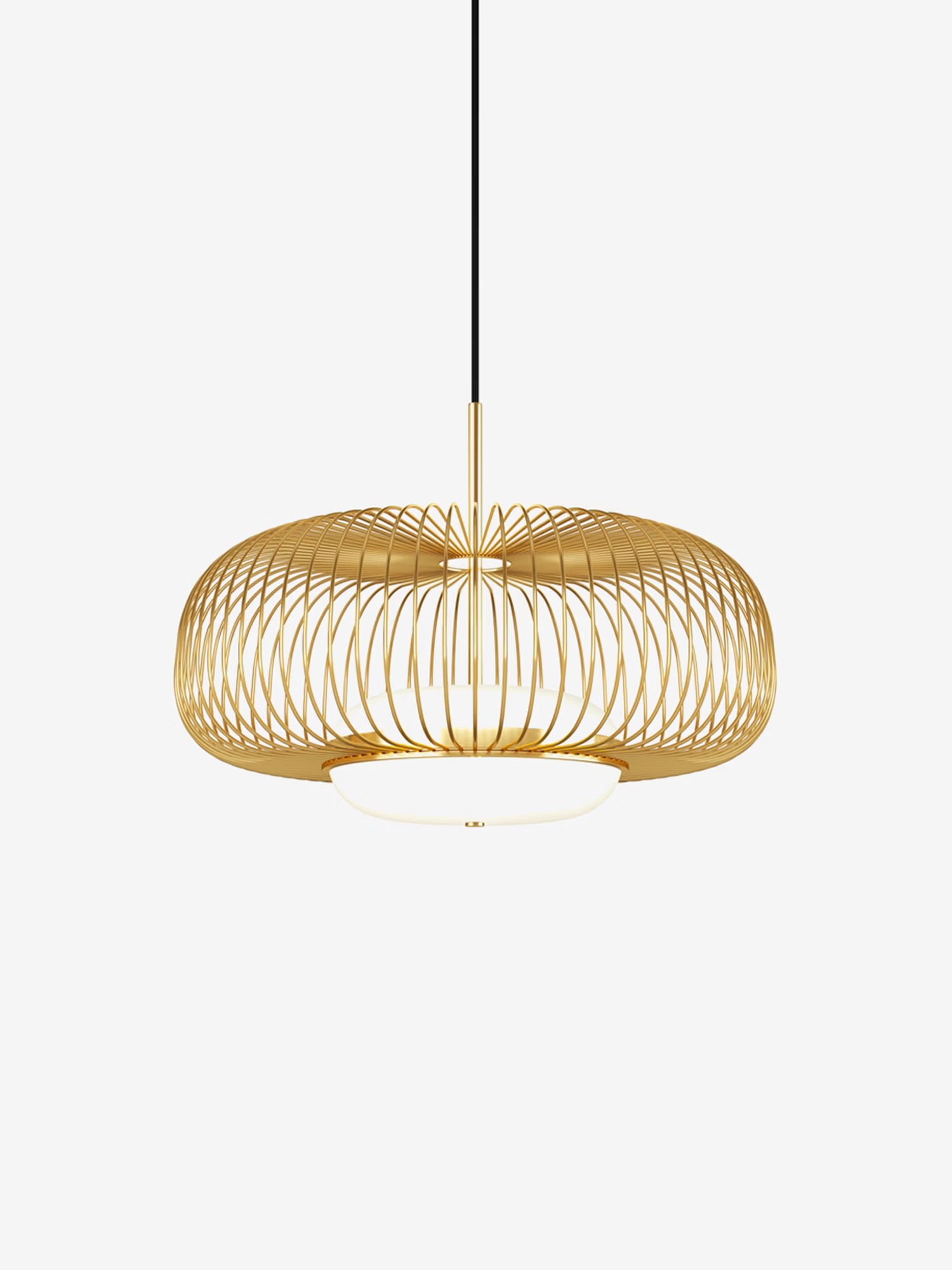 Levitation Brass finish metal pendant lamp with glass diffuser Ø50 cm