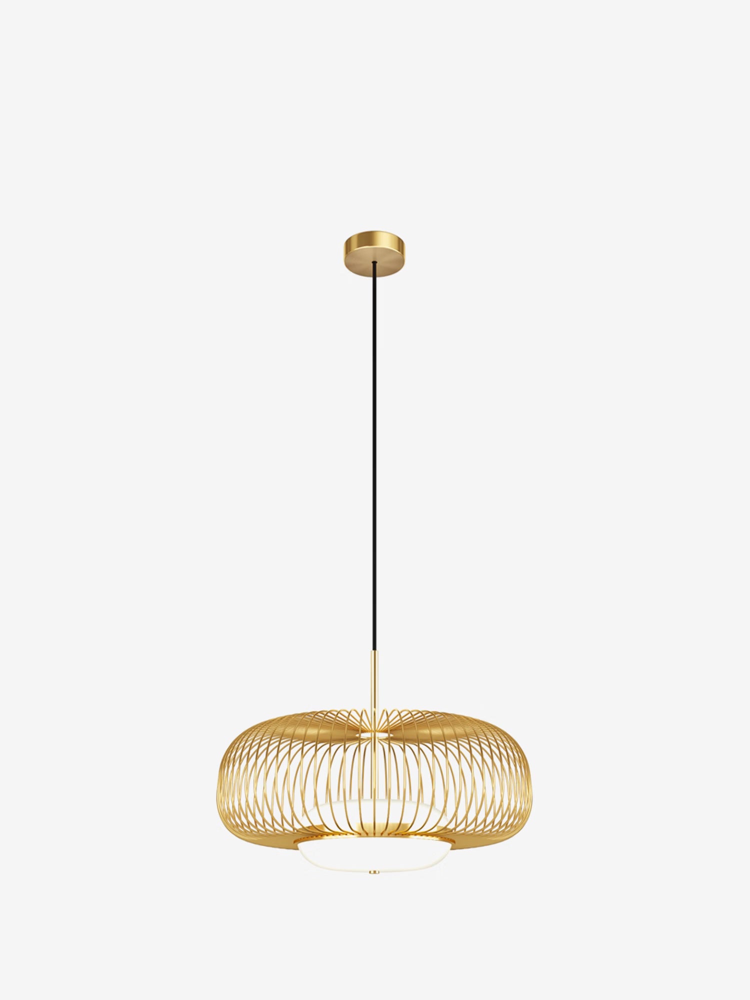 Levitation Brass finish metal pendant lamp with glass diffuser Ø50 cm