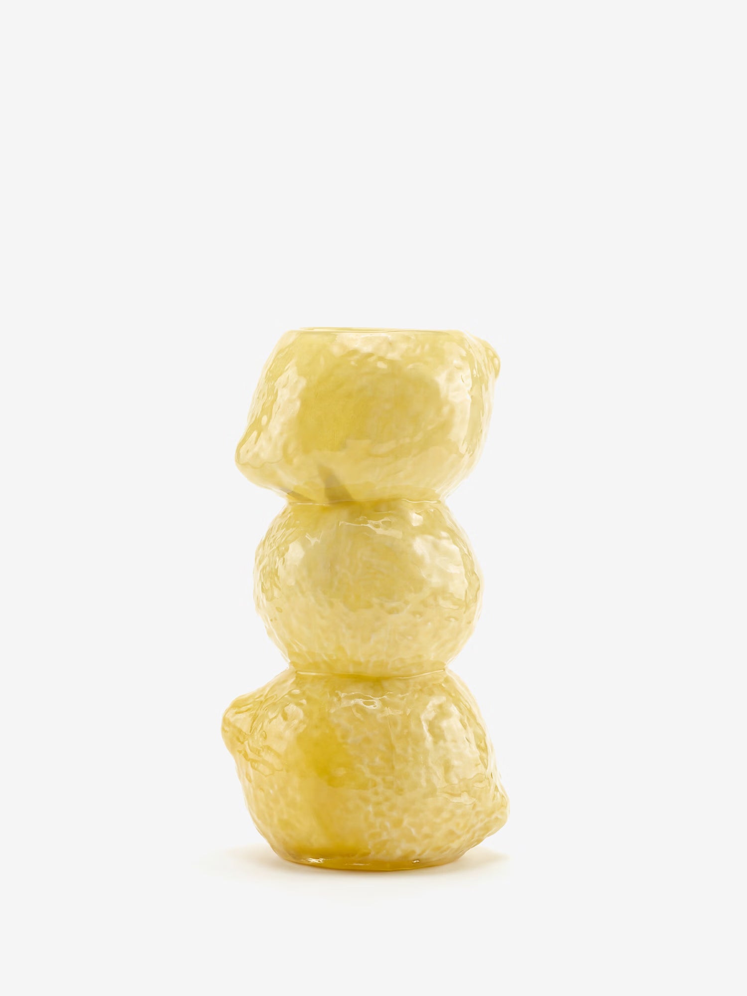 Limone vase en verre soufflé jaune au design organique