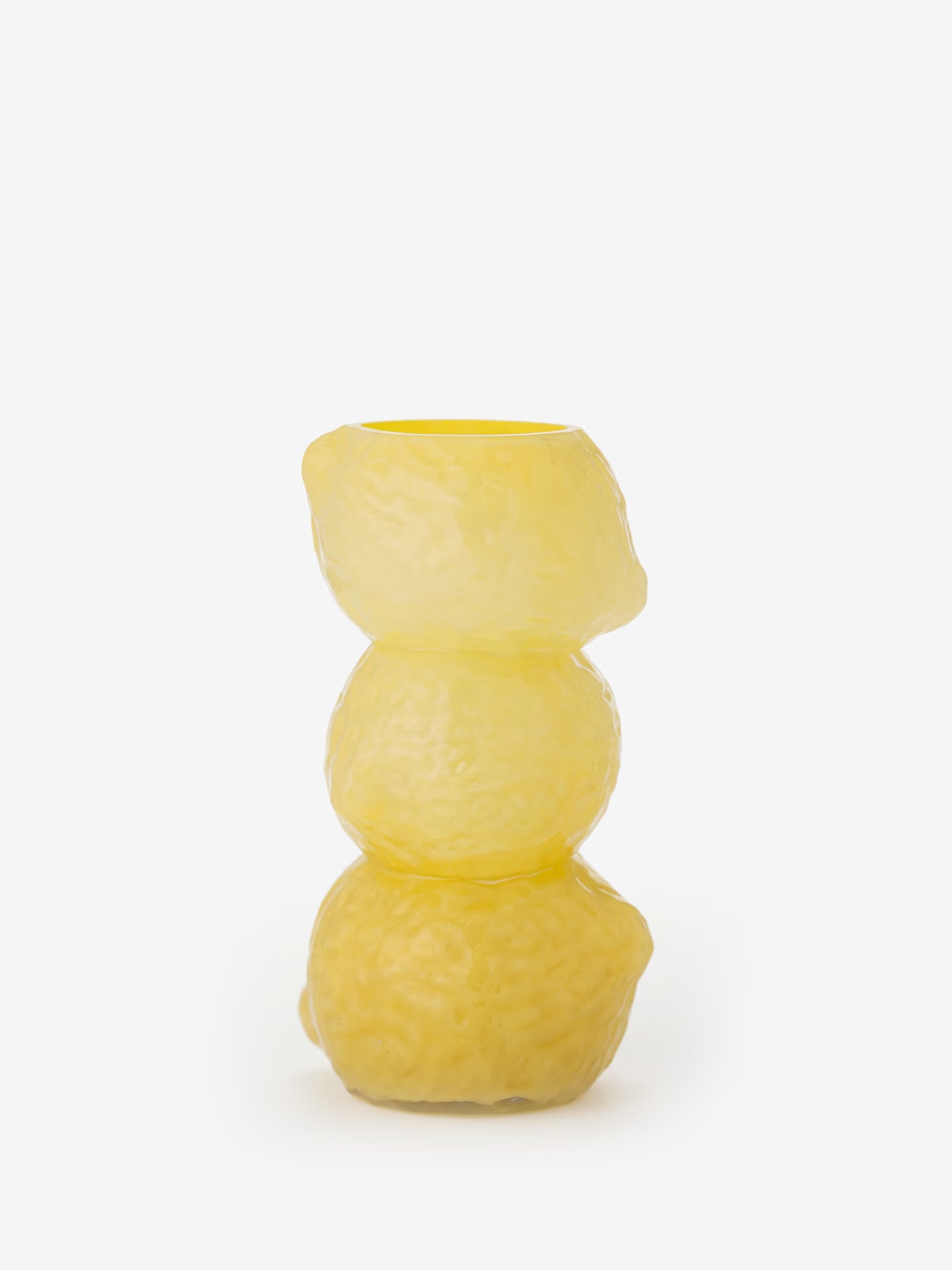 Limone vase en verre soufflé jaune au design organique