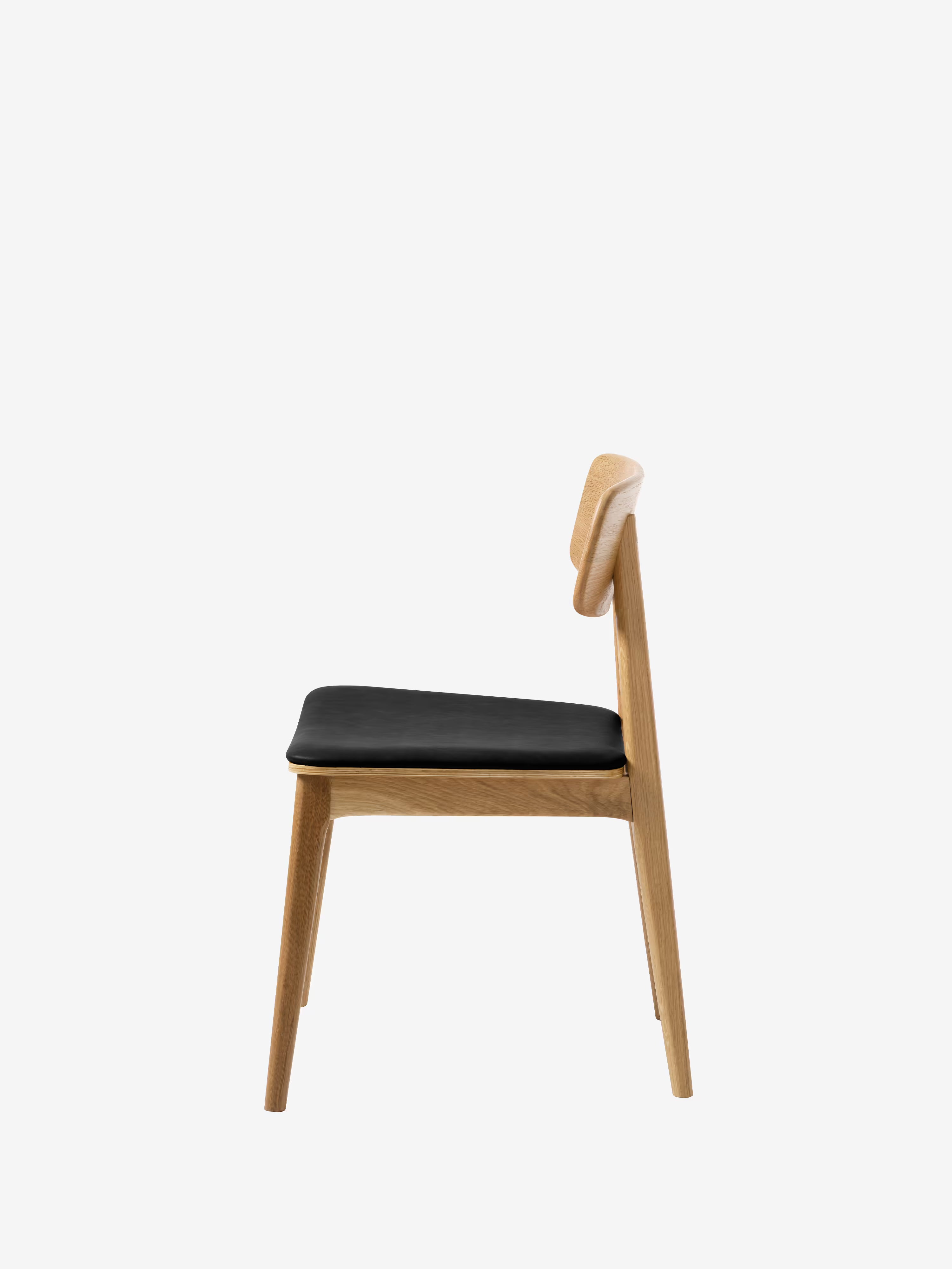 LIVO Chaise en chêne massif naturel avec assise rembourrée en cuir synthétique