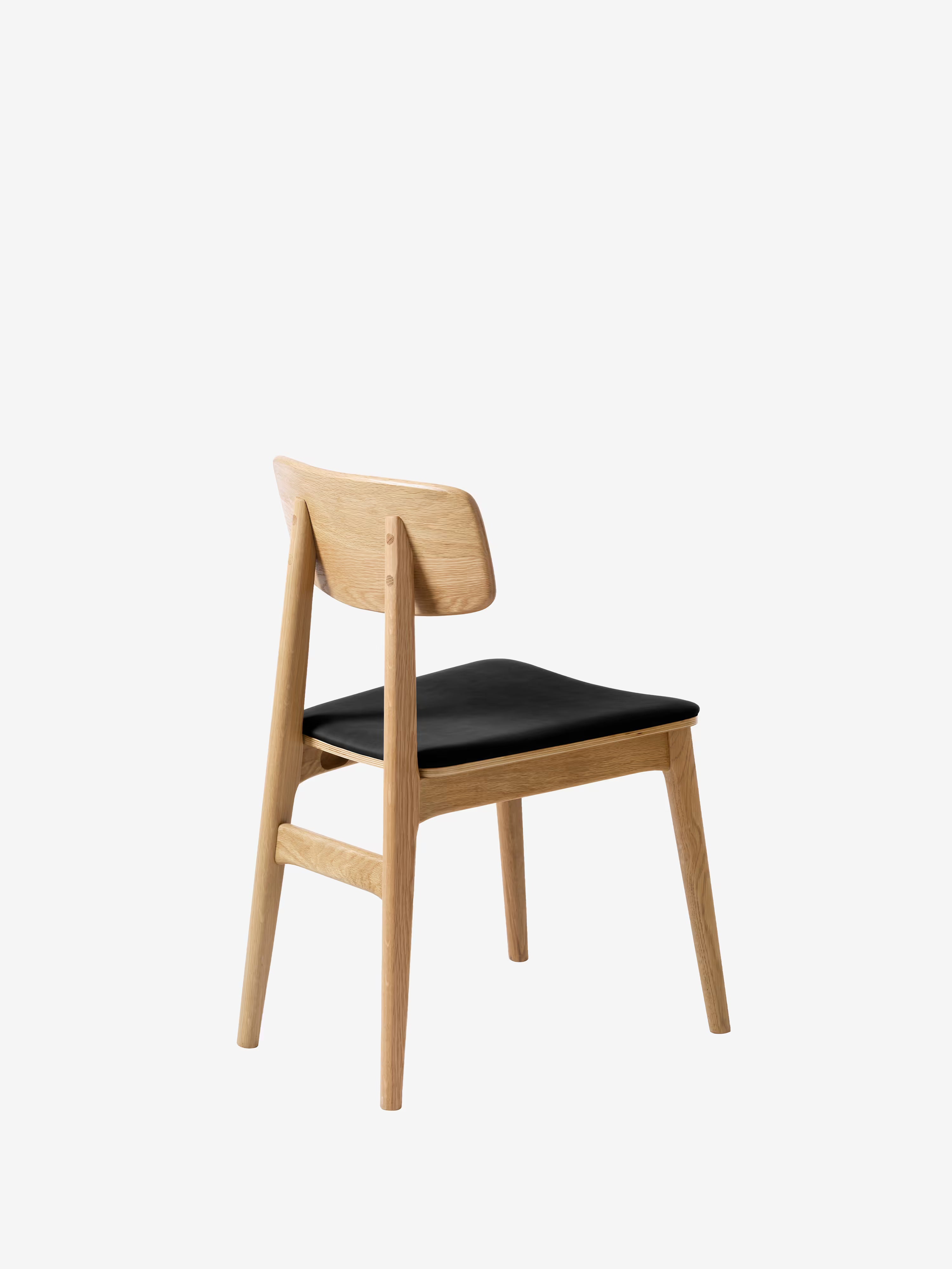 LIVO Chaise en chêne massif naturel avec assise rembourrée en cuir synthétique