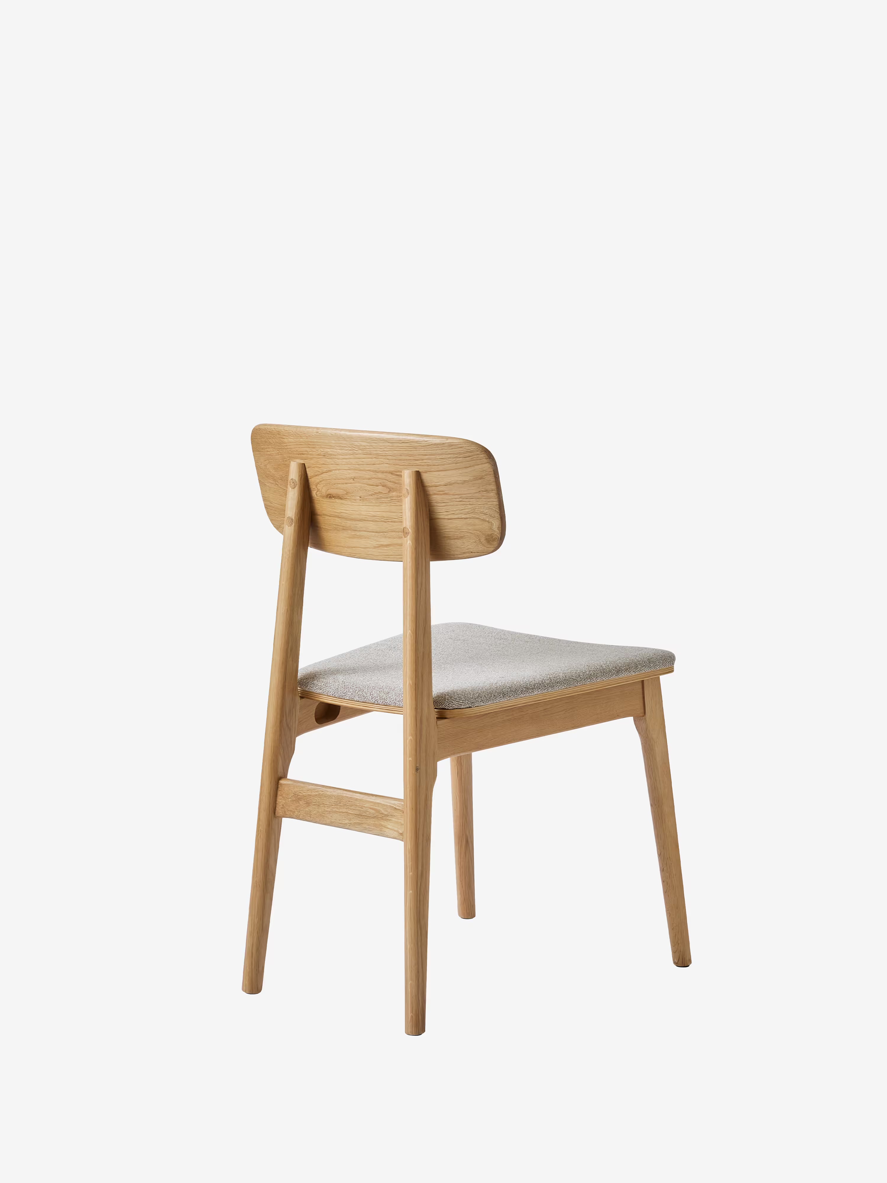 Livo Chaise en chêne massif avec assise rembourrée en tissu beige
