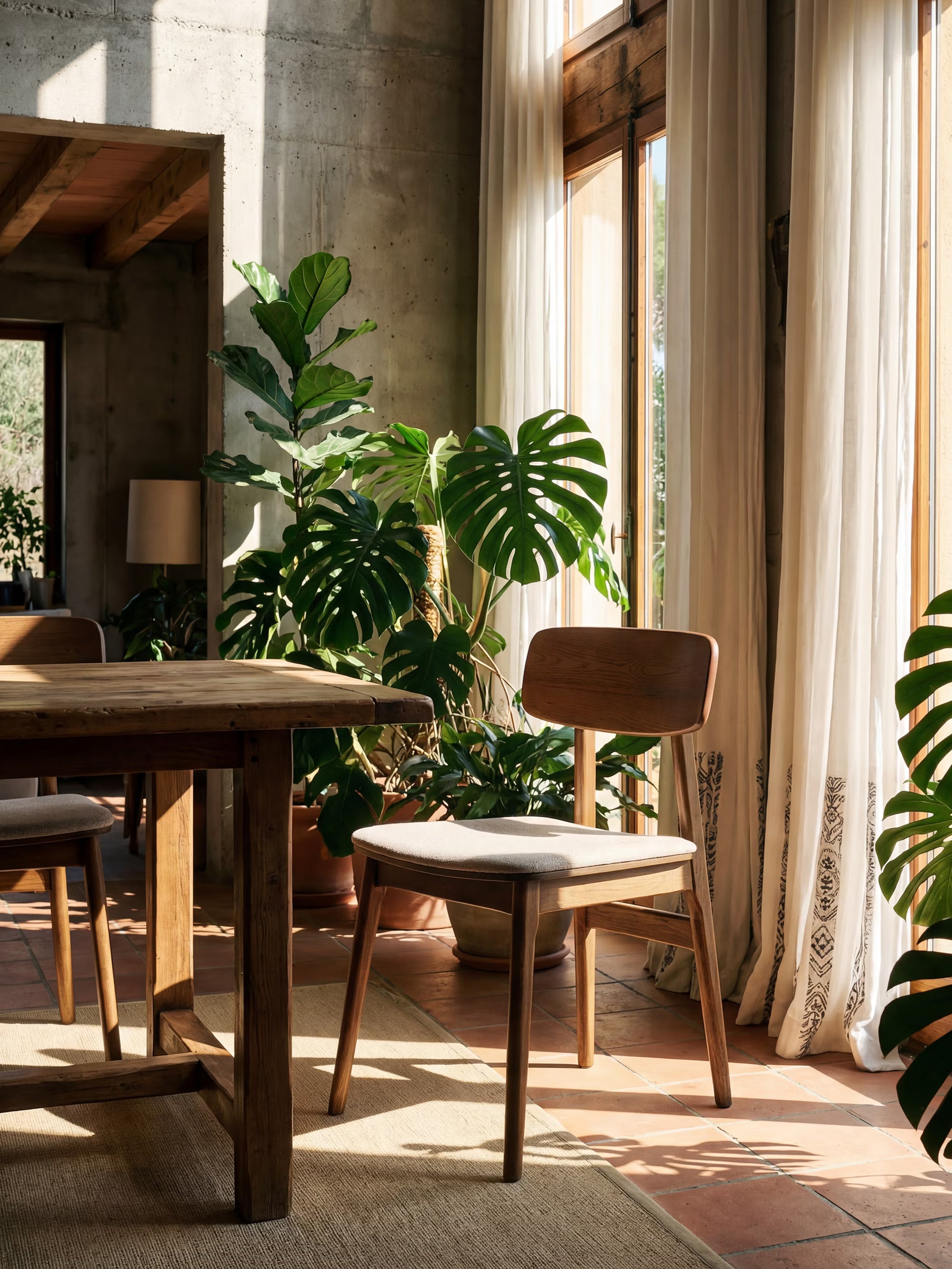 Livo Chaise en chêne massif avec assise rembourrée en tissu beige