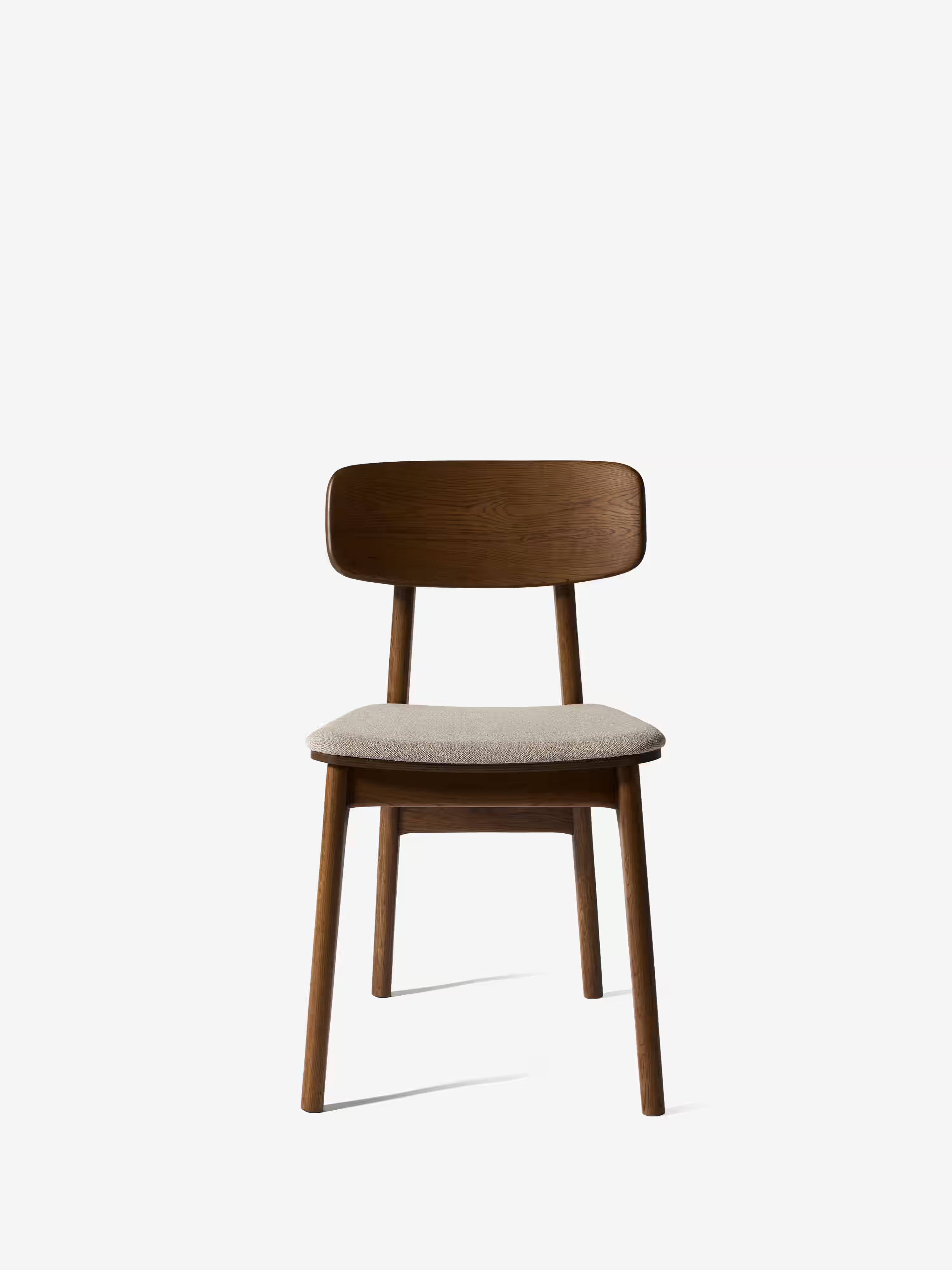 Livo Chaise en chêne massif avec assise rembourrée en tissu beige