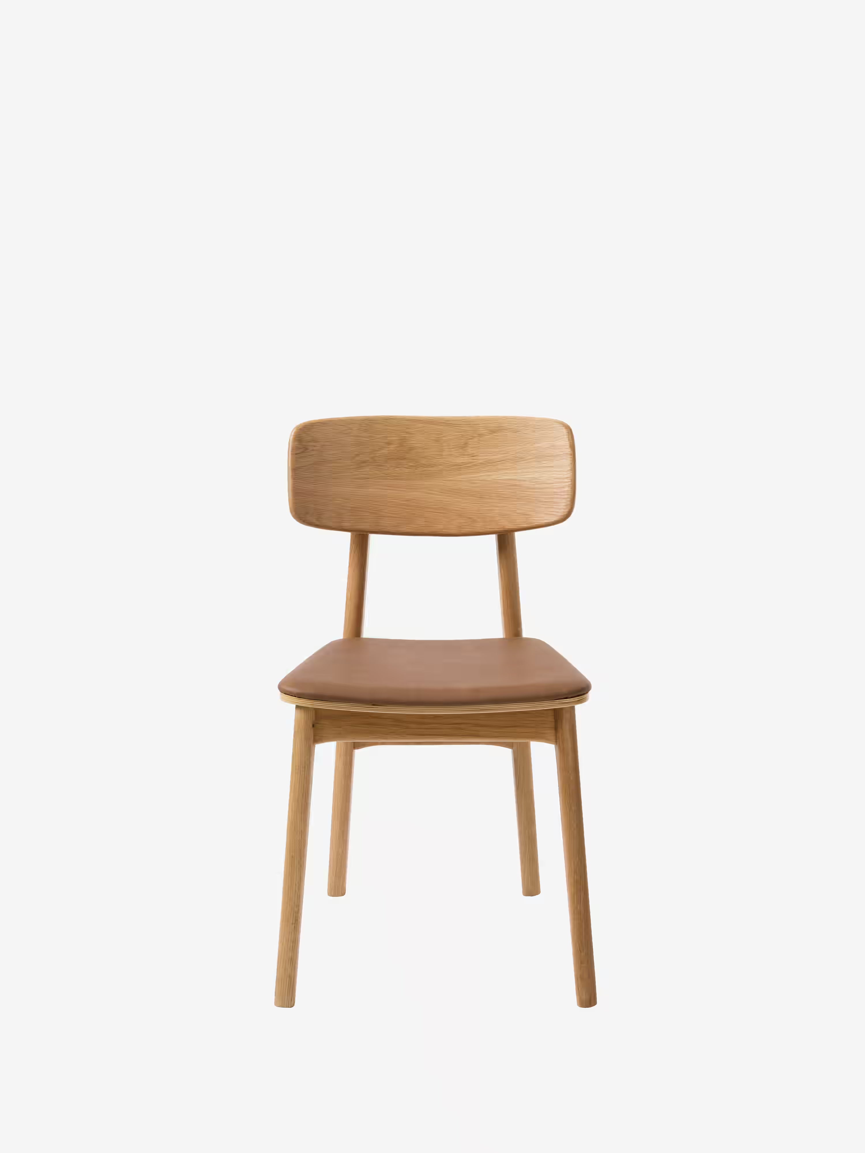 LIVO Chaise en chêne massif naturel avec assise rembourrée en cuir synthétique