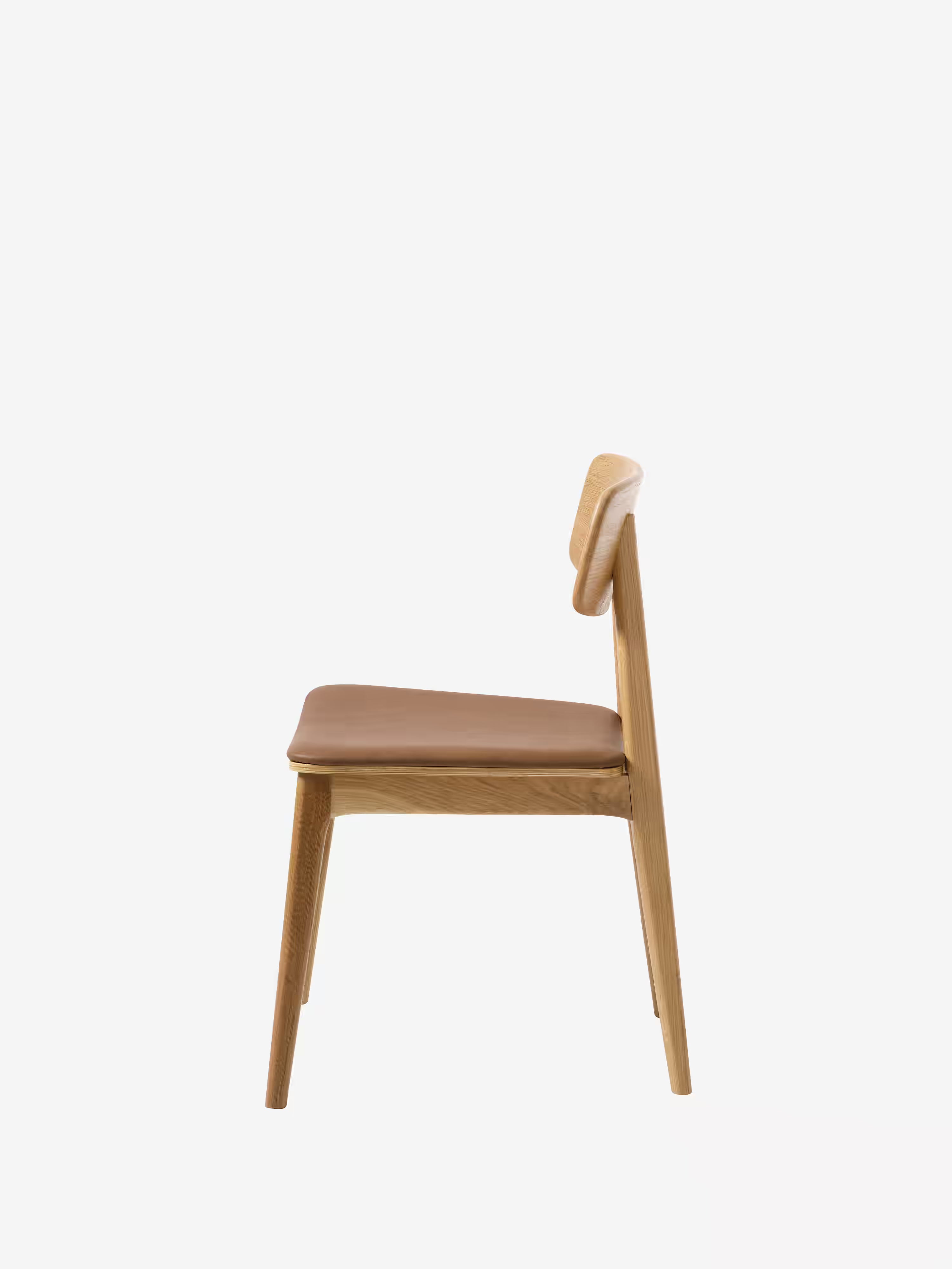 LIVO Chaise en chêne massif naturel avec assise rembourrée en cuir synthétique