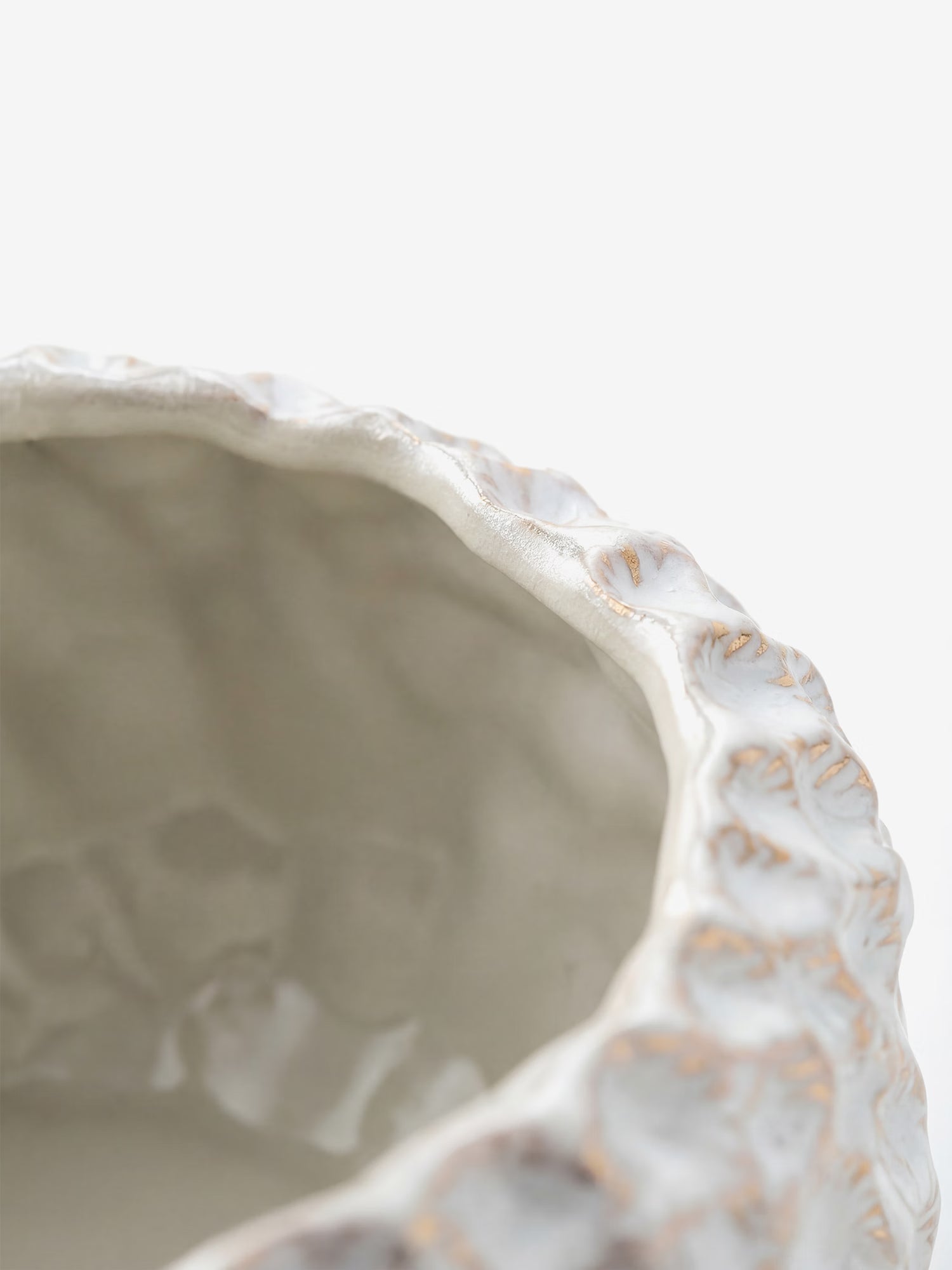Lowen cuenco decorativo de gres blanco con efecto matérico