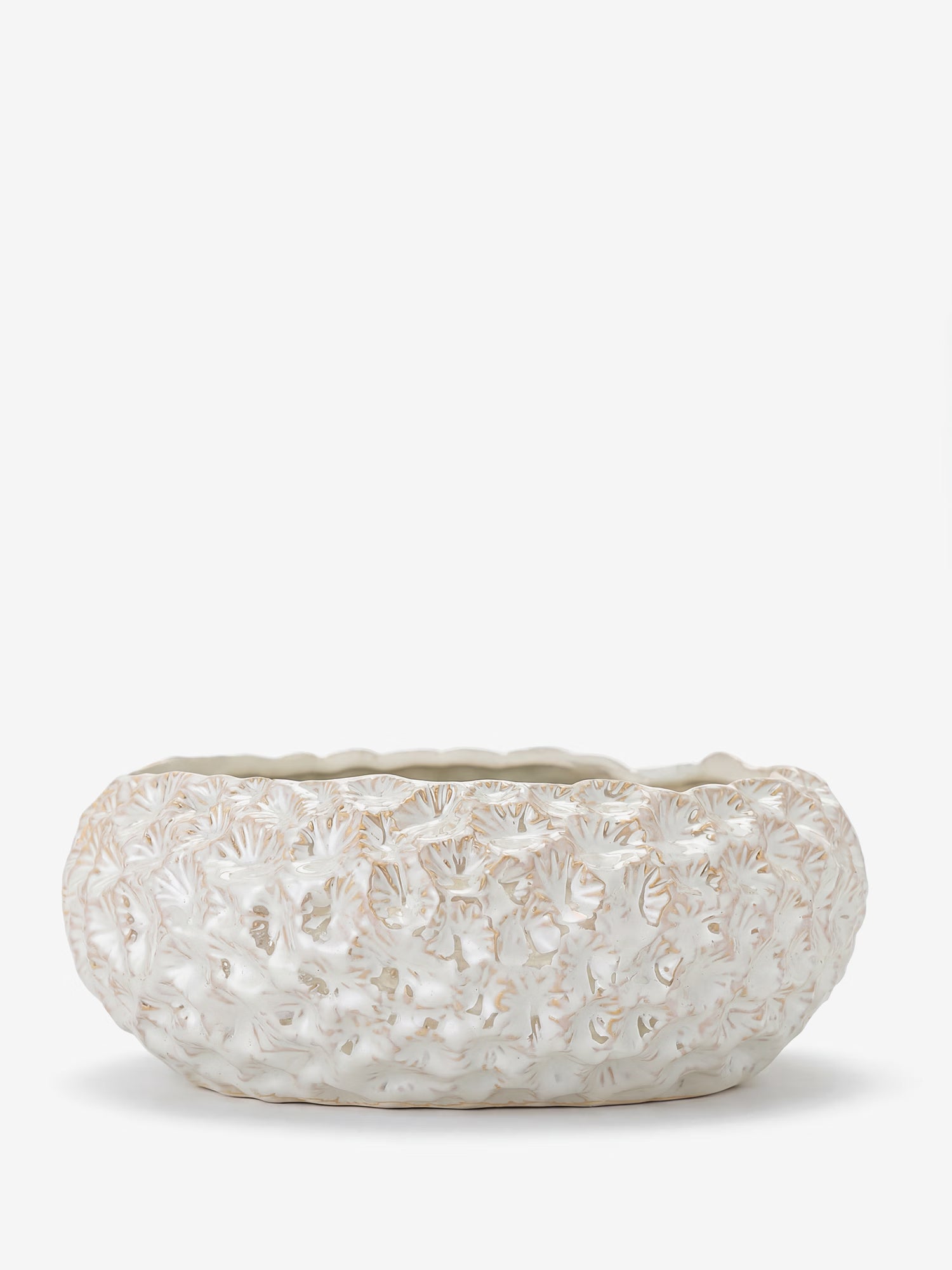 Lowen cuenco decorativo de gres blanco con efecto matérico
