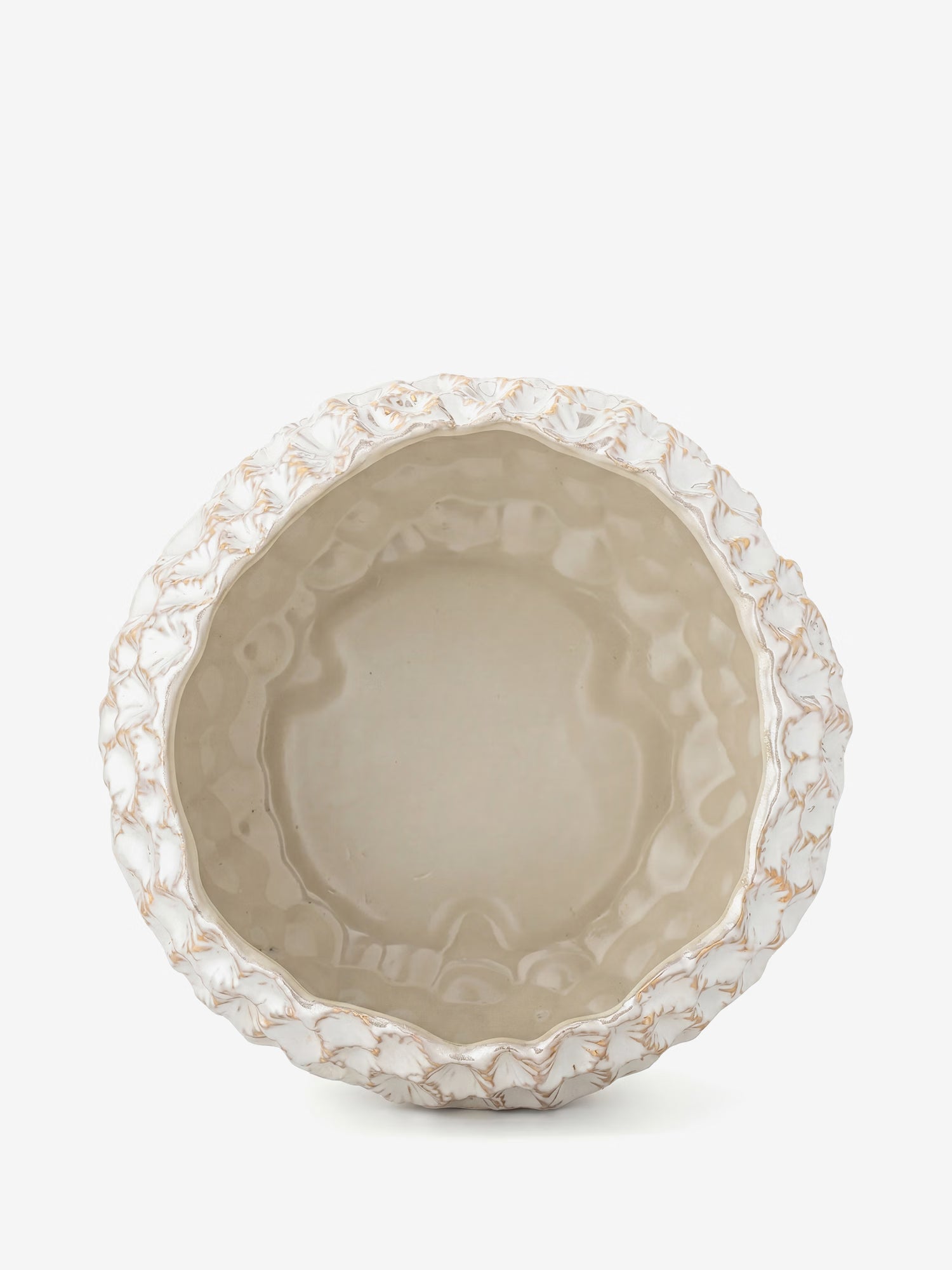 Lowen cuenco decorativo de gres blanco con efecto matérico