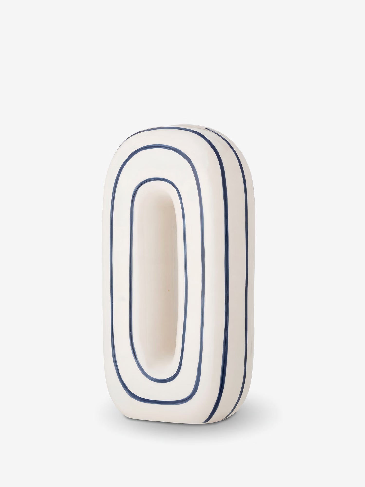 Mae blue and white ceramic vase with sculptural design