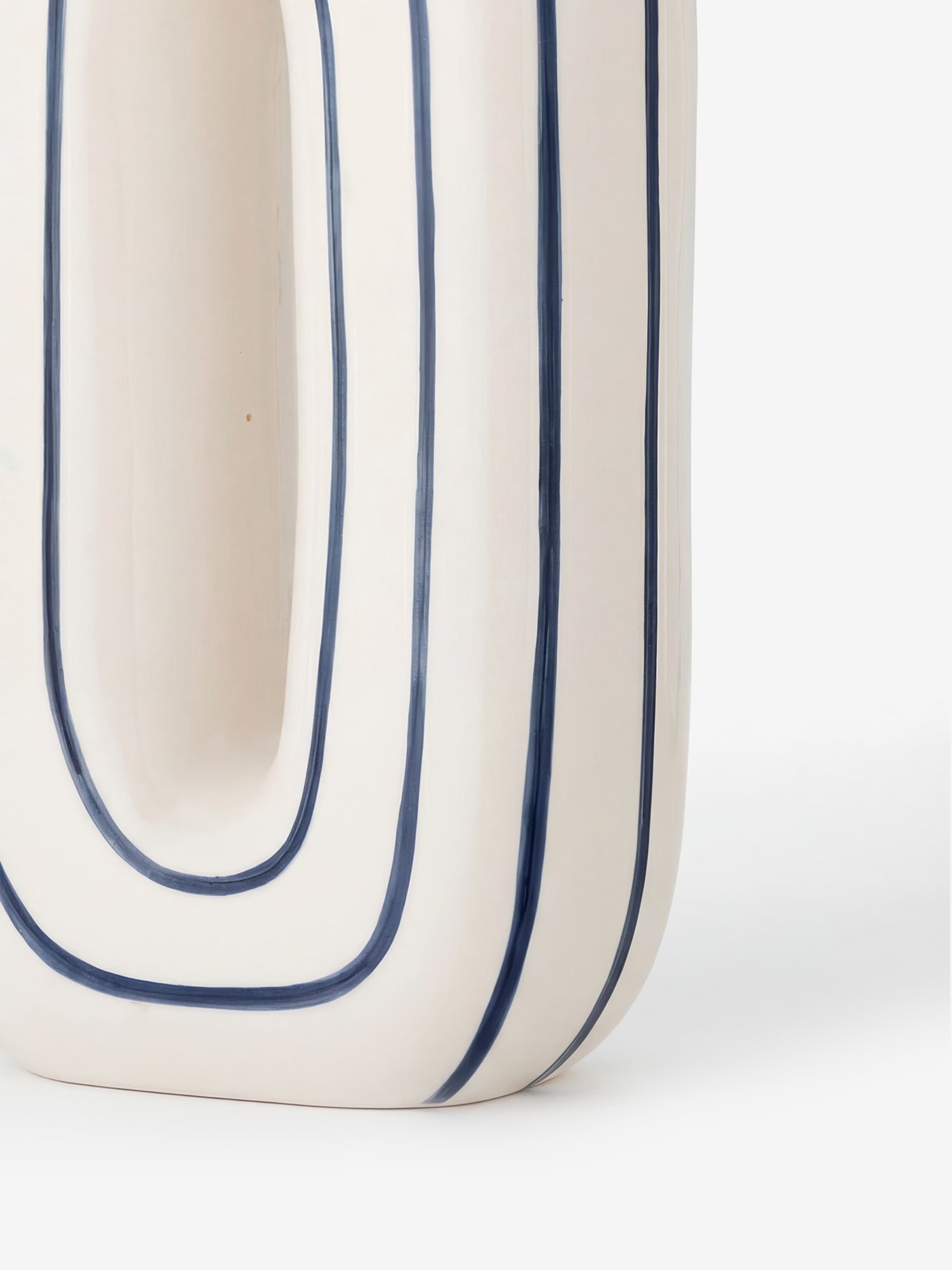 Mae blue and white ceramic vase with sculptural design