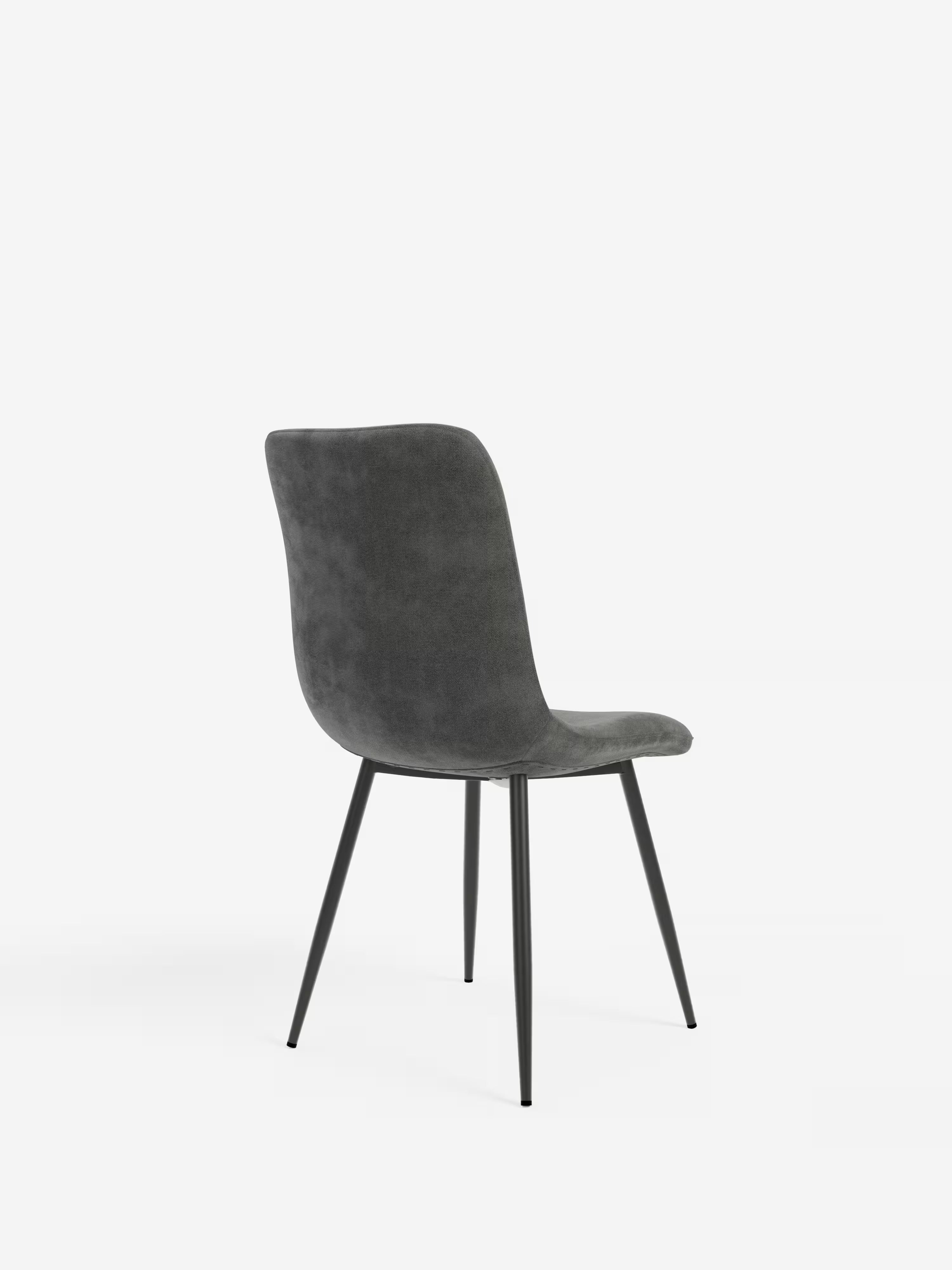 Chaise Mandy rembourrée gris foncé avec pieds en métal laqué noir