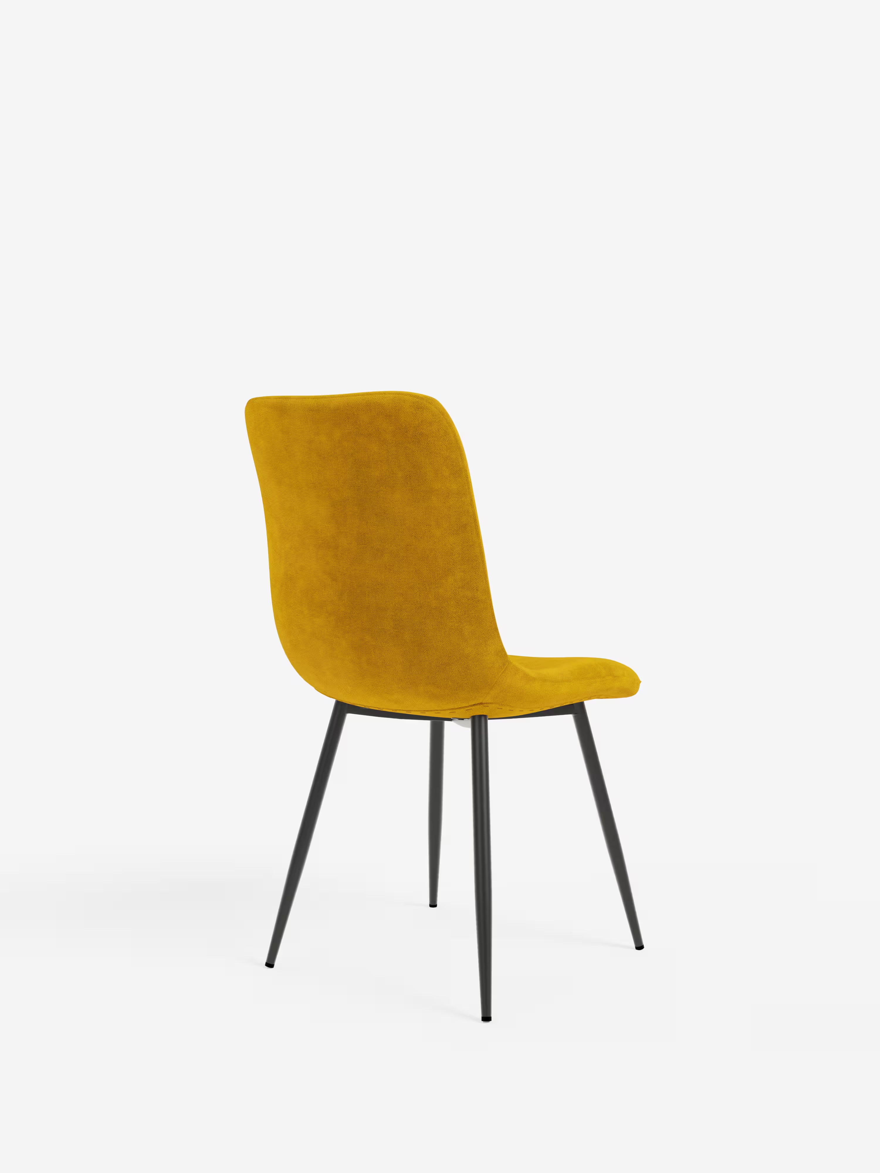 Chaise Mandy rembourrée jaune avec pieds en métal laqué noir