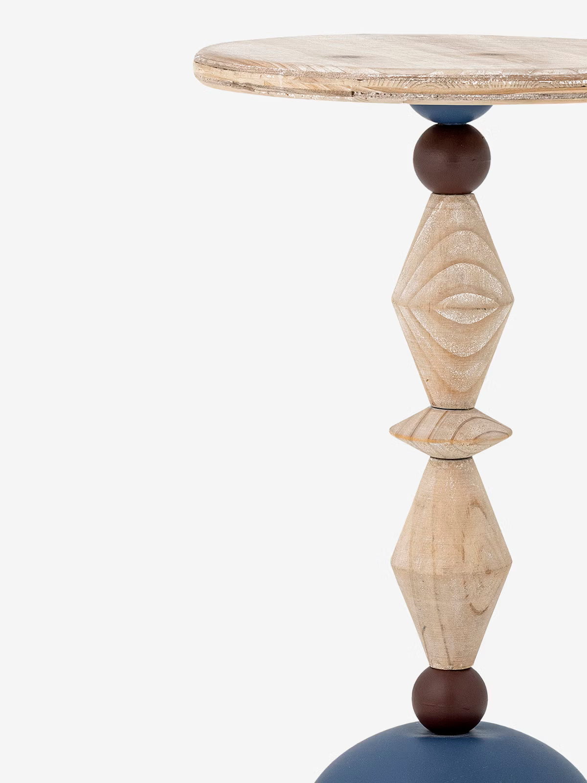 Mannelli Tavolinetto rotondo in legno di abete e metallo blu - side table Ø30 cm