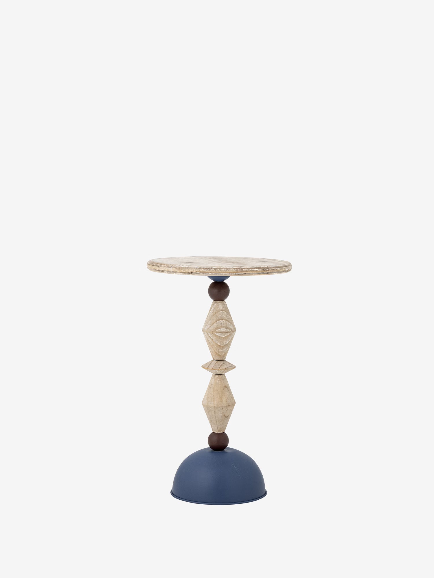 Mannelli Tavolinetto rotondo in legno di abete e metallo blu - side table Ø30 cm