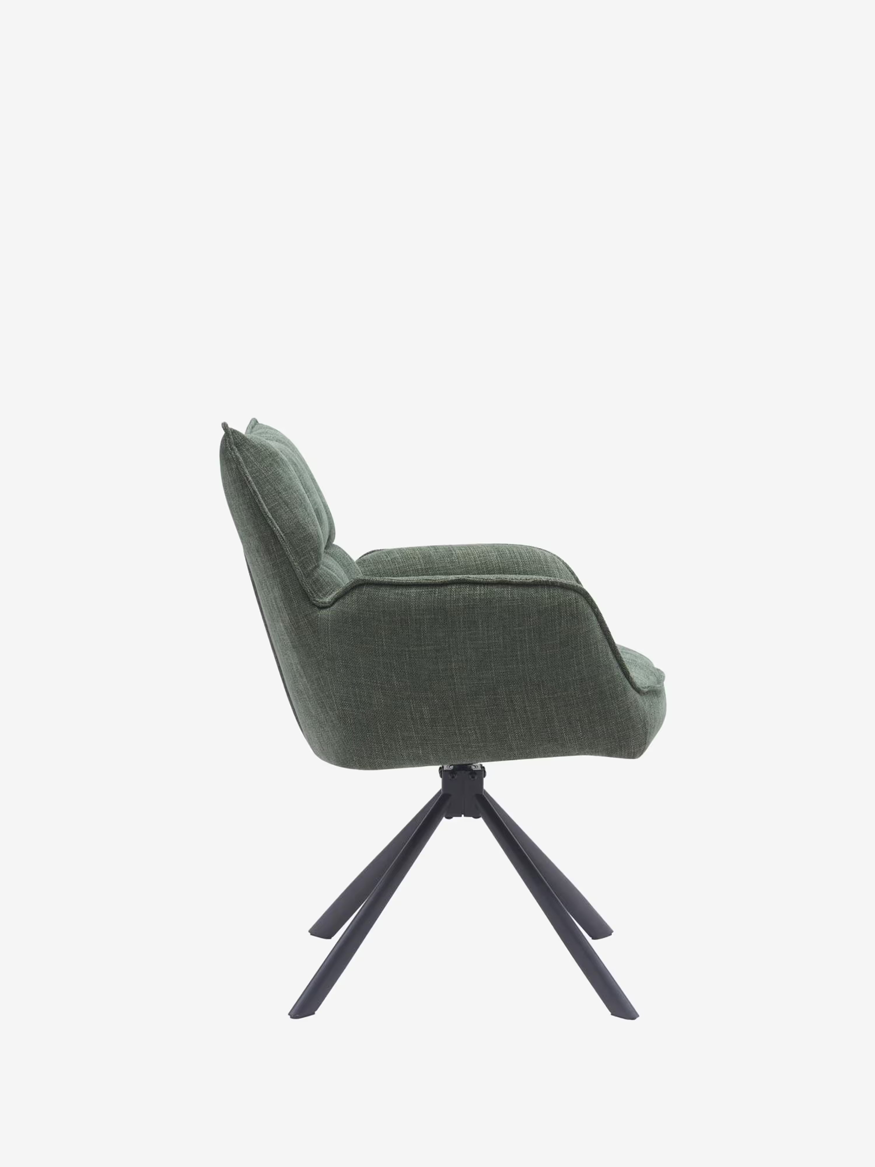 Marilla Chaise pivotante rembourrée en tissu - dossier matelassé et base en métal noir