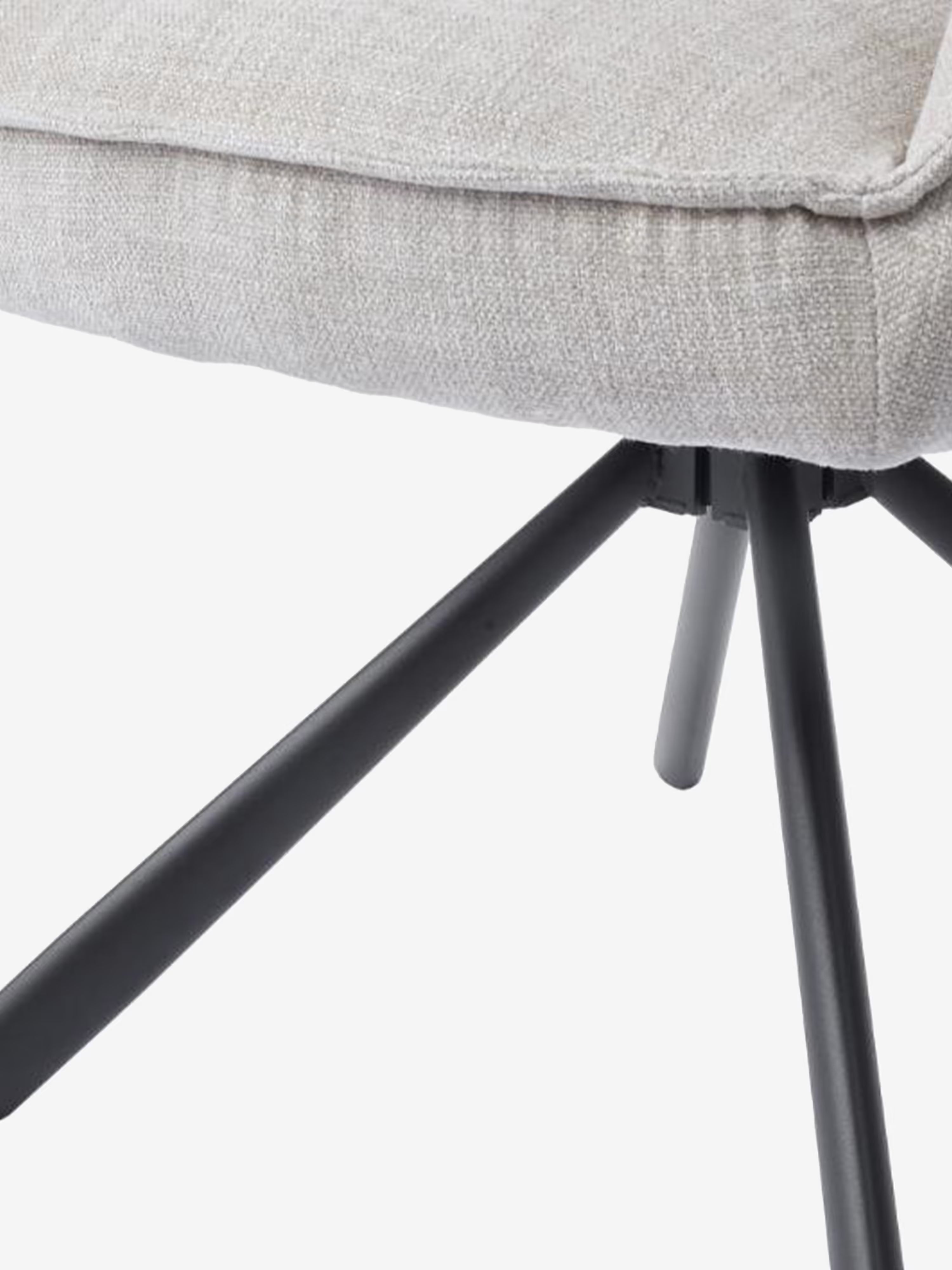 Marilla Chaise pivotante rembourrée en tissu - dossier matelassé et base en métal noir