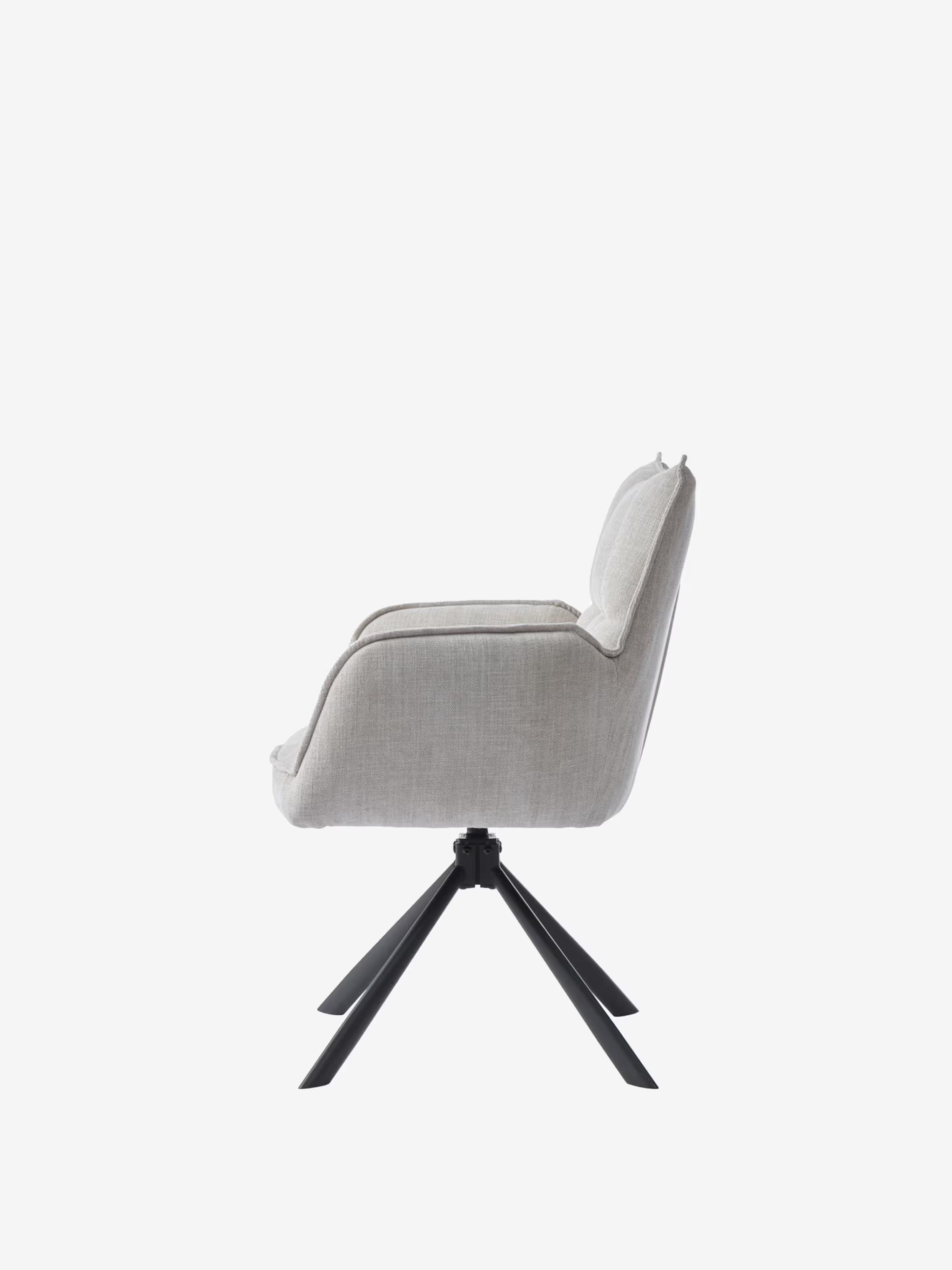Marilla Chaise pivotante rembourrée en tissu - dossier matelassé et base en métal noir
