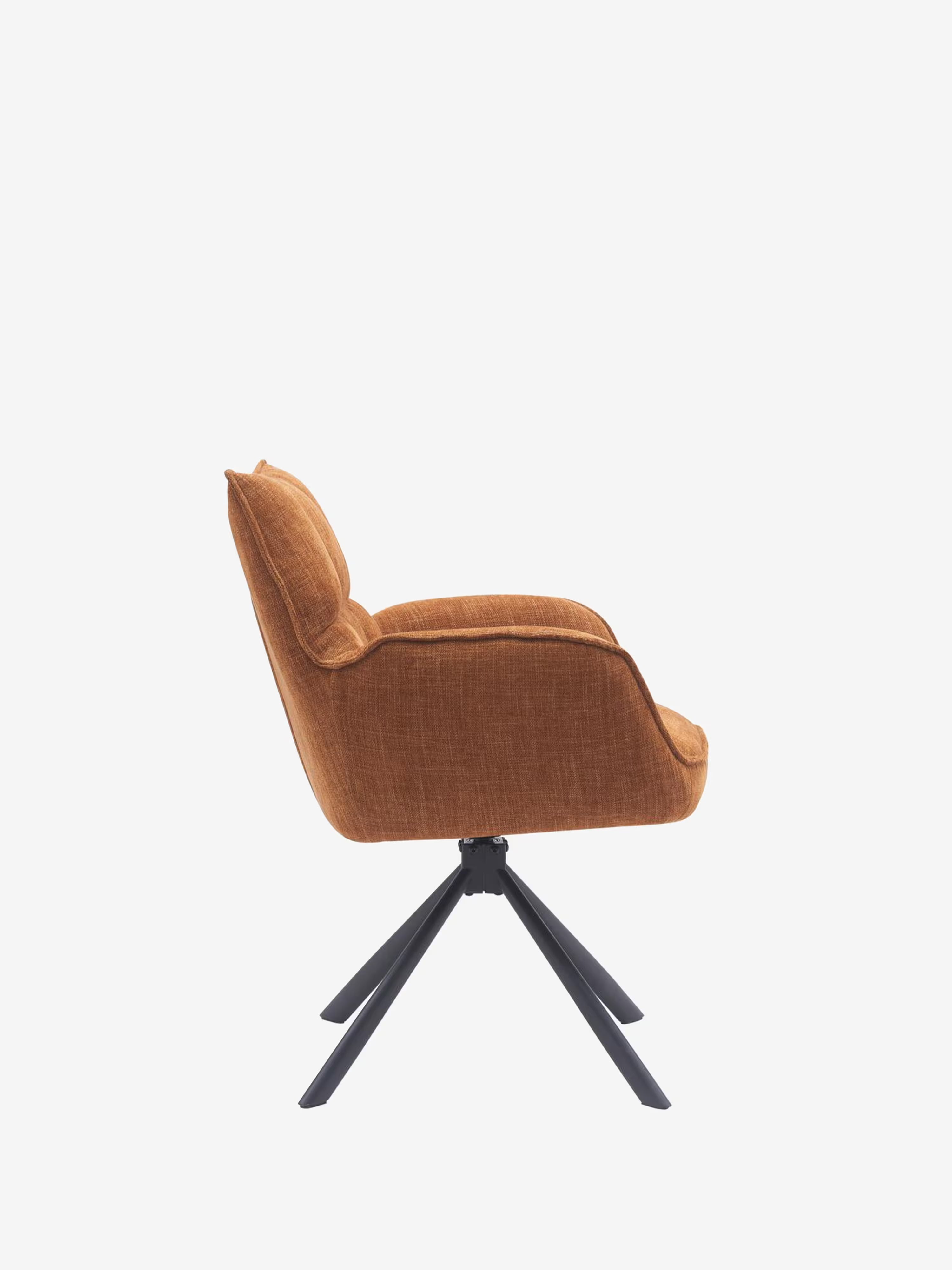 Marilla Chaise pivotante rembourrée en tissu - dossier matelassé et base en métal noir